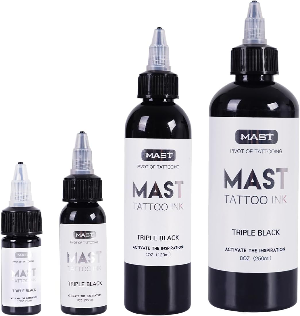 Mast Tattoo Ink Tripe Black Color - Premium Pro Tattoo Ink Bottle 4Oz - Vegan Friendly Pigment image number 1
