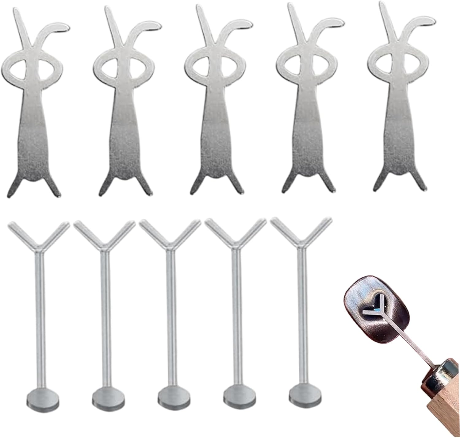 20Pcs Cateye Magnet for Nails, Heart & Rabbit & Bear Shape Metal Cat Eye Gel Nail Polish Magnet for DIY Manicure Kit, Home, Cat Eye Gel Nail Polish, Heart For image number 5