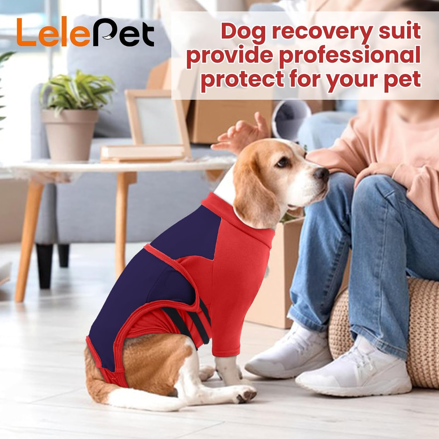 Lelepet Dog Recovery Suit for Dogs, Dogs Shirt Stop Licking Joints, Pet Long Sleeve Suit for Front Legs Protecting, Wound Protector for Abdominal Leg Shoulder after Surgery Male Female, Red 3XL image number 7