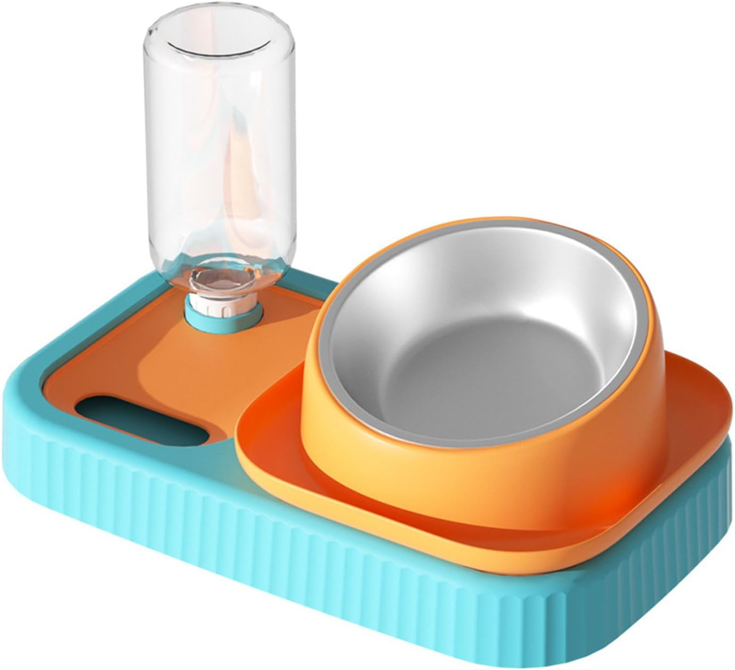 3 in 1 Dog Cat Bowls, Easy to Clean Slow Feeder Bowls Stainless Steel Food Bowl with Water Dispenser, Elevated Double Dog Cat Bowl Tilted Cat Food and Water Bowl Set for Small Dog Kitten Puppy image number 4
