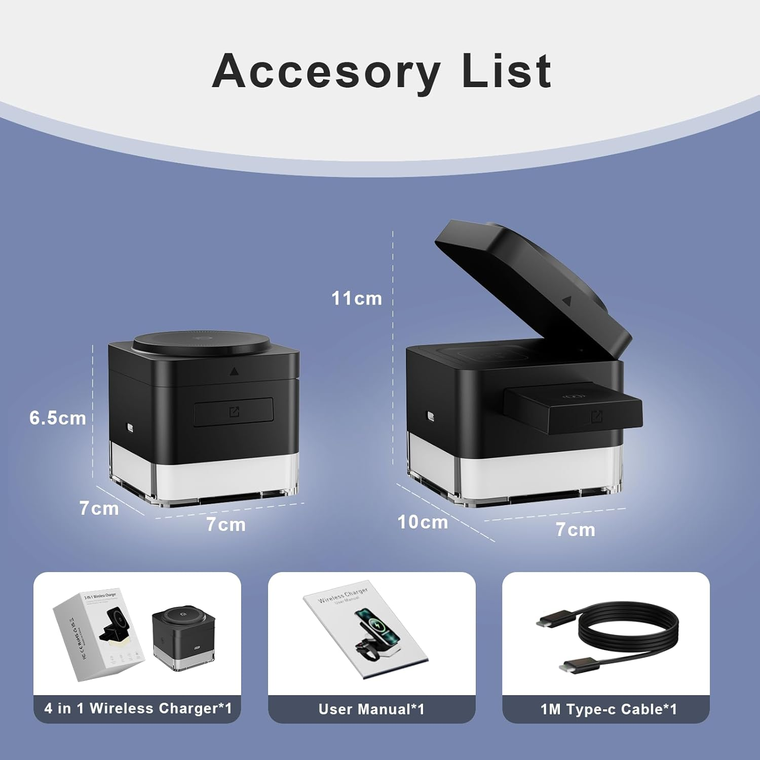 4 in 1 Magnetic Wireless Charging Station,Wireless Charger Stand with Night-Lamp,3-In-1 Charger Dock for Iphone 16/15/14/13 Pro Max,Apple Watch, Airpods & Multiple Devices