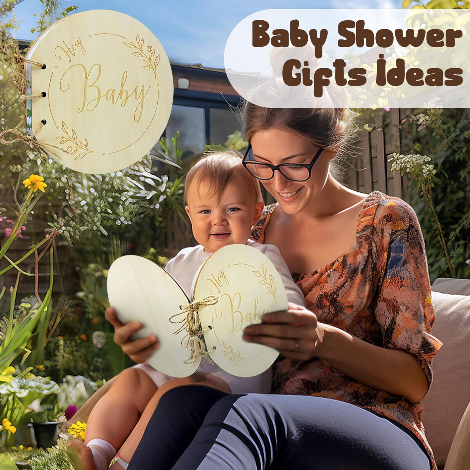 80 Pages Baby Shower Guest Book, Wooden Baby Shower Book Registry for Guest Check-In, Blessings for the Baby and Advice for New Parents and Moms-To-Be image number 6