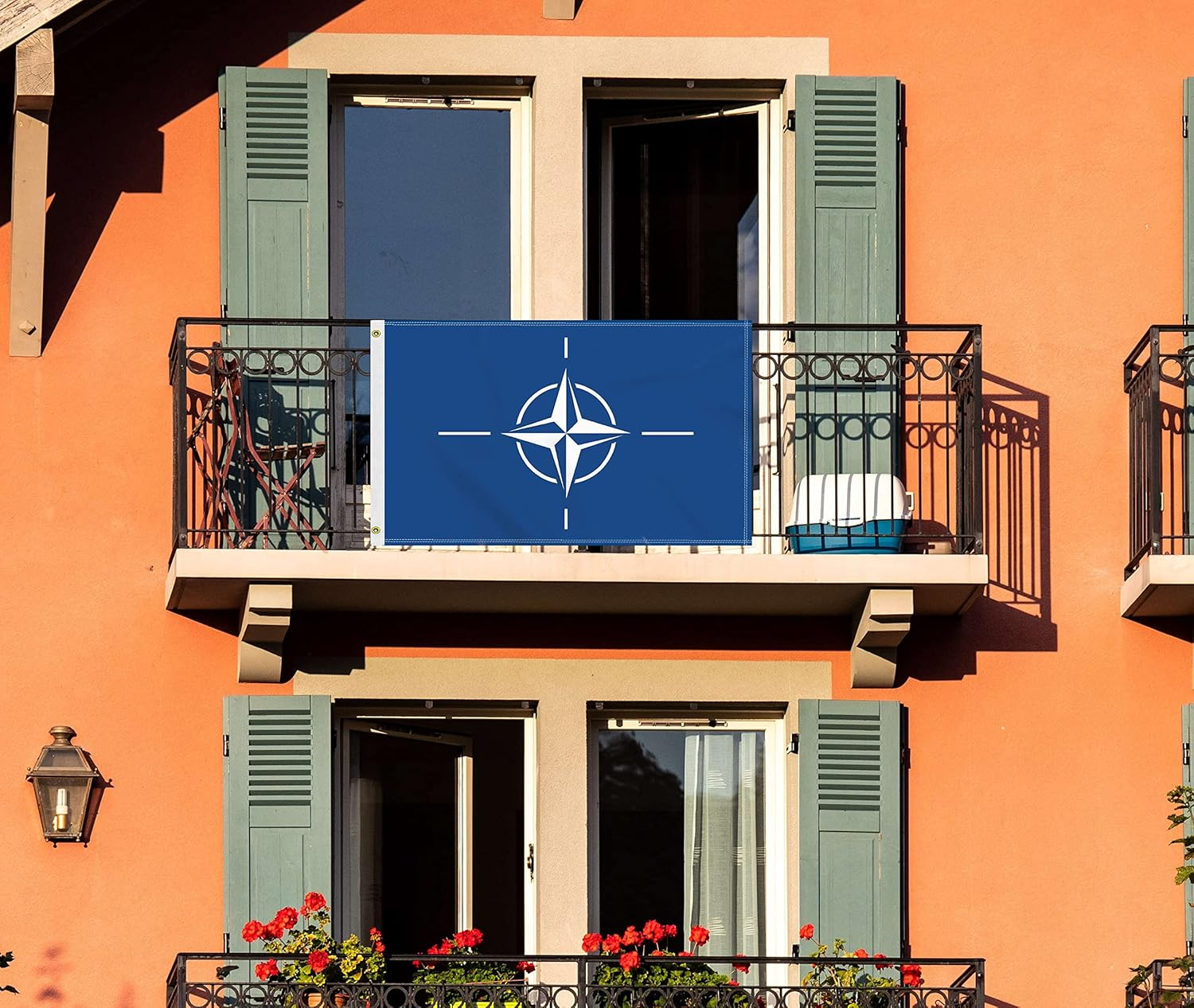 3&times;5 FT Large Nato Flag, 90&times;150 CM Big 100D North Atlantic Treaty Organization Outdoor Banner,Tiny Doube Side Printing Decor for Patio Garden with Brass Gromment image number 4