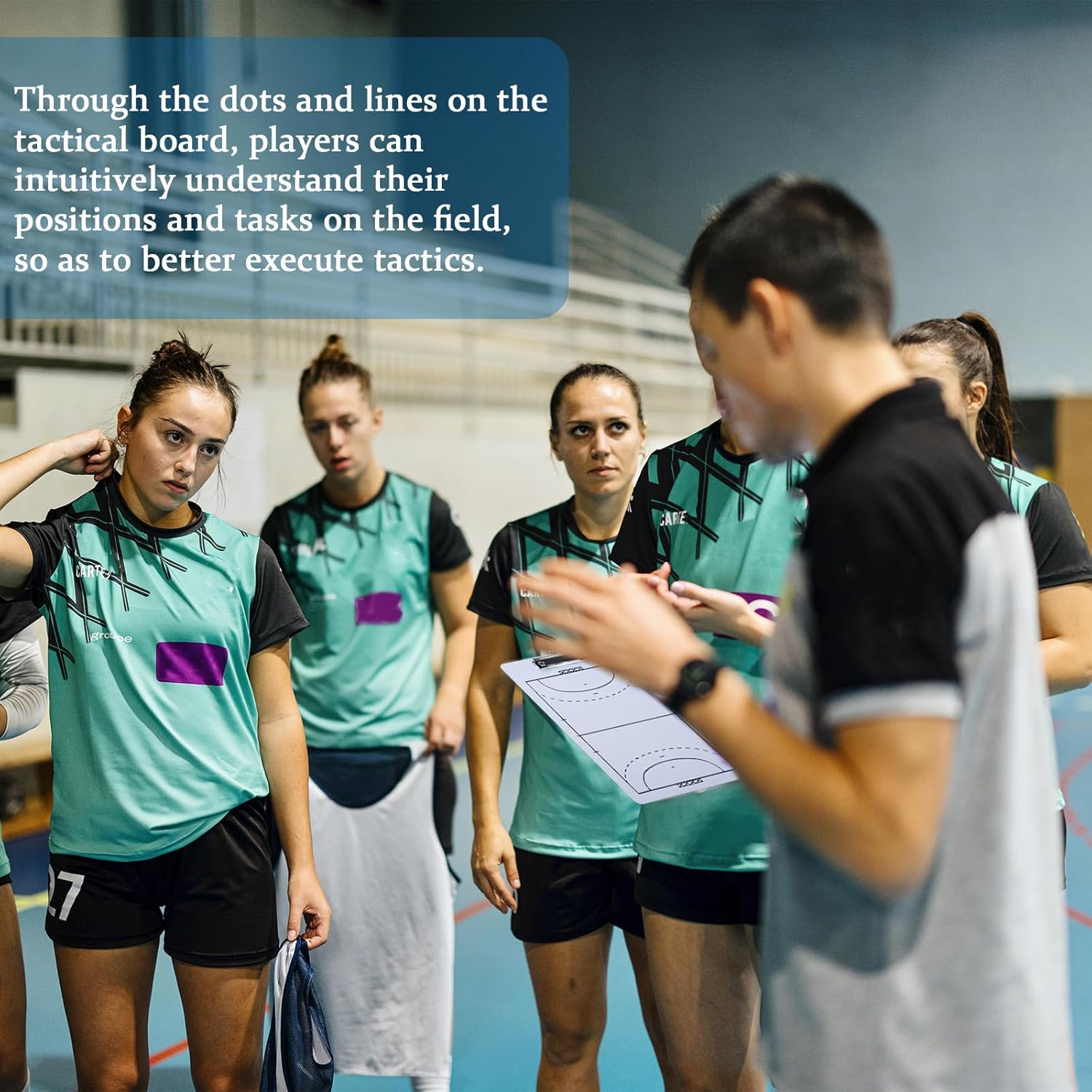 Joyeee Handball Coaches Clipboard, 13.7 X 8.7 Inch Double Sided Dry Erase Handball Whiteboard, Coaching Board Equipment Included Black Markers, Pen and Eraser image number 6