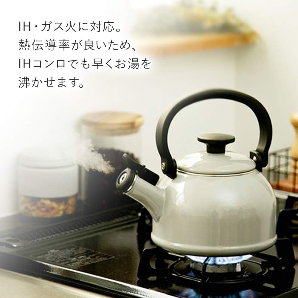 Fuji Hollow CTN-1.6WK.SB Whistling Kettle, Induction Compatible, Cotton, 0.4 Gal (1.6 L), Smoke Blue - Red, (Wine Red) image number 4