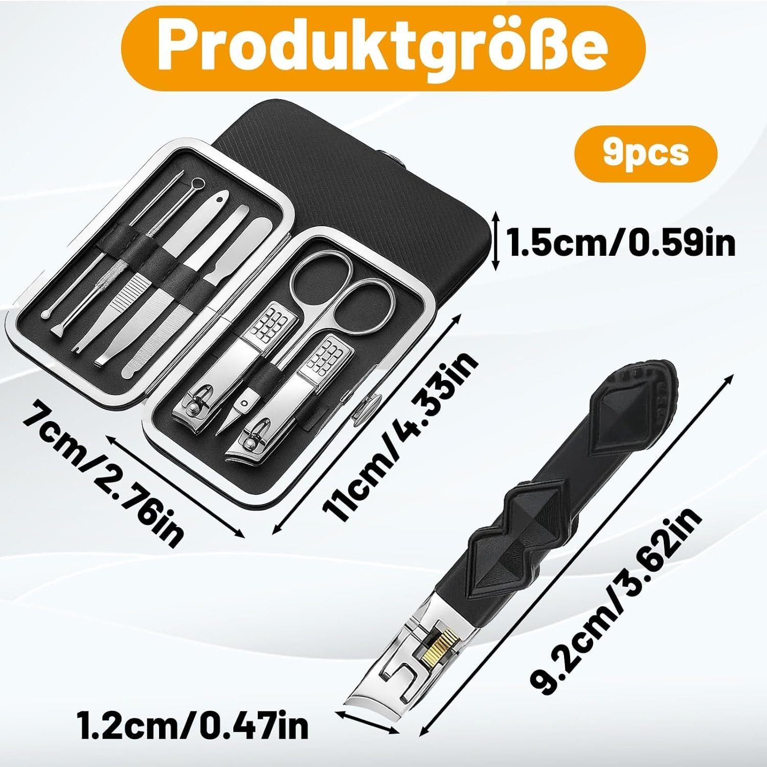 Solymody Nail Expert Nail Set, 9-Piece Manicure Set with Nail Clippers Set, Nail Care Set for Men and Women, Includes 8 Black Nail Scissors and 1 Lockable Nail Clippers image number 1