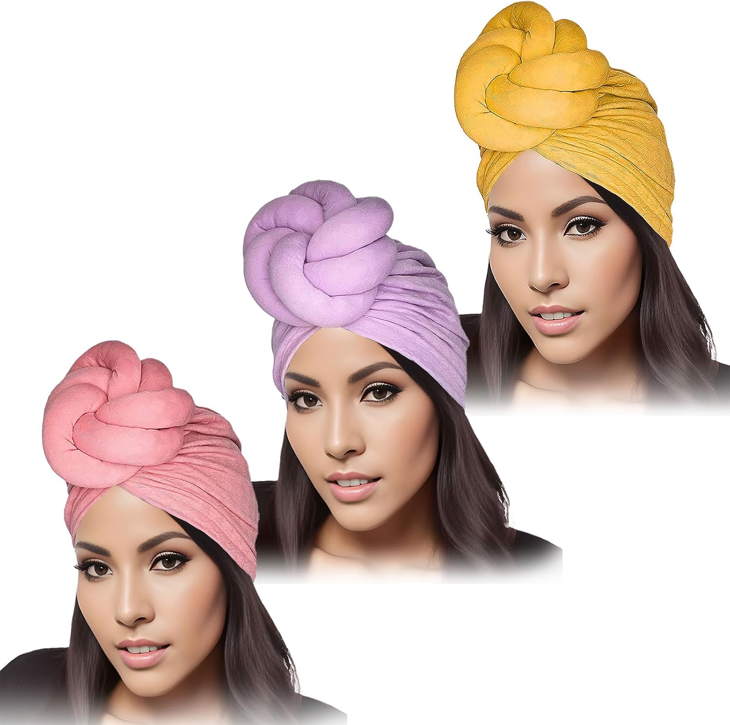 LVBGQVL Women Turbans and Head Wraps, Women African Turban Flower Knot Pre-Tied Bonnet Beanie Cap Headwrap