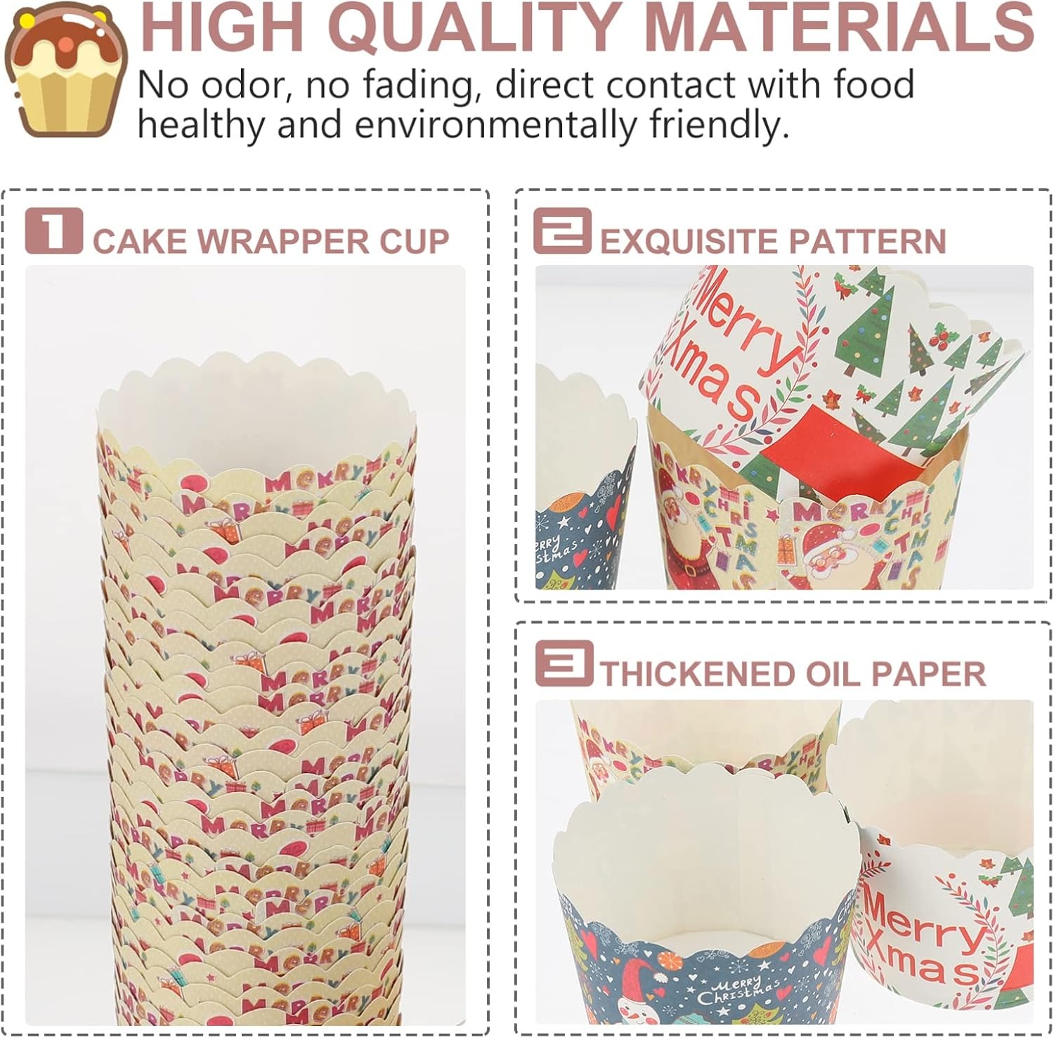 150Pcs Cake S Muffin Cups Baking Cupcake Tools Xmas Muffin Cups Dessert Cup image number 1