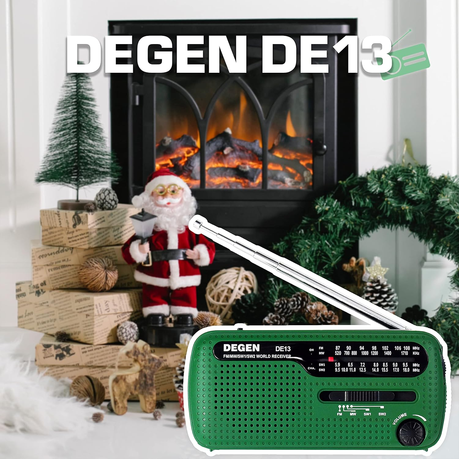 Portable Radio Degen DE13 Solar Crank Radio FM AM SW Emergency Weather Radio Flashlight SOS Alarm Battery Cell Phone for Emergency and Outdoor Use image number 4