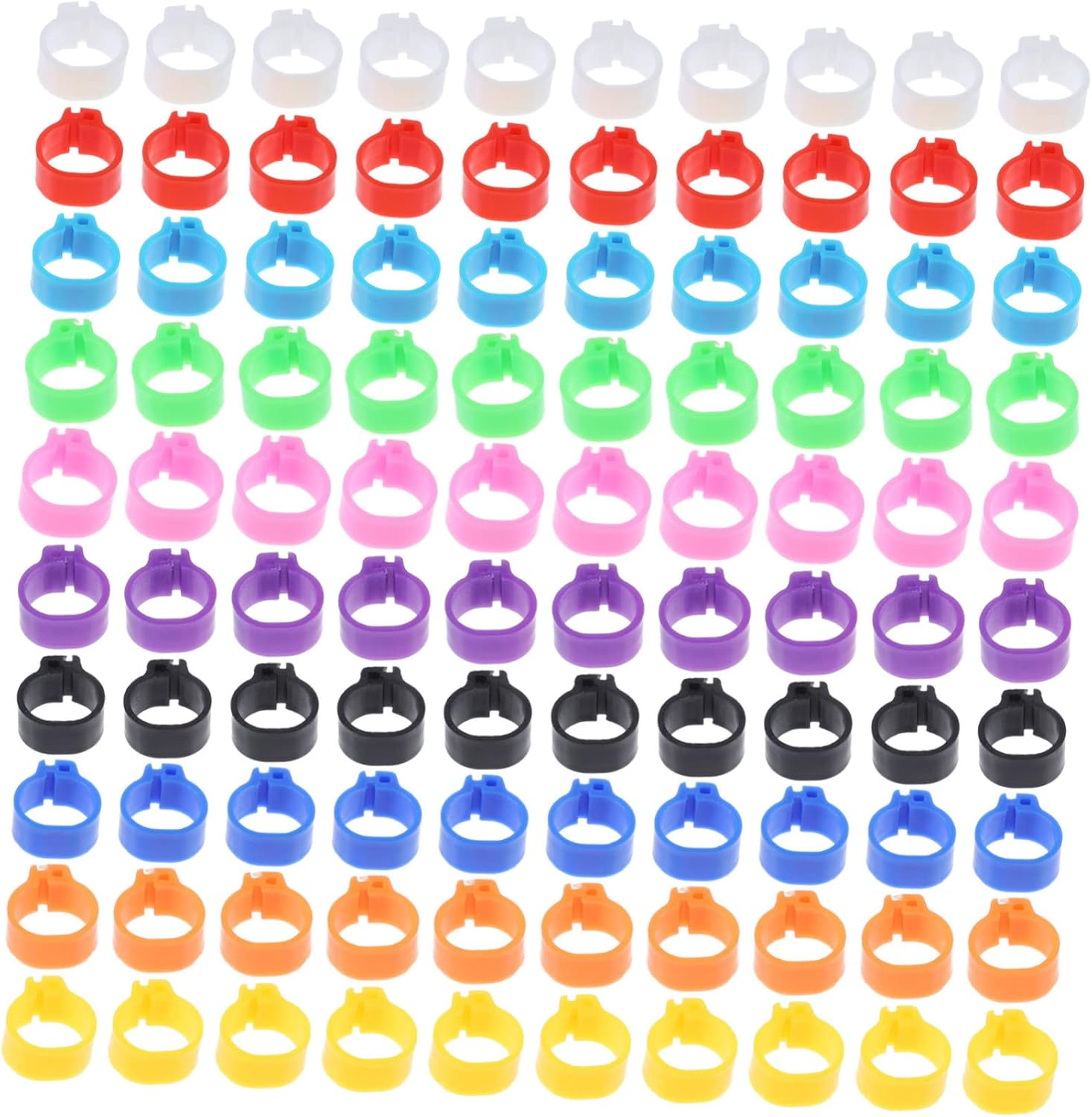 Kisangel Pigeon Foot Rings Bird Leg Bands 100Pcs Plastic Identification Rings for Pigeons Parakeets Cockatiels and Small Birds Bird Supplies