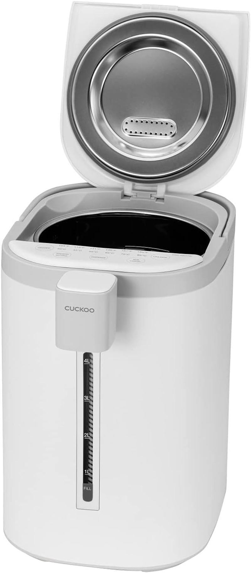 (CWP-A501TW) CUCKOO Automatic Hot Water Dispenser & Warmer, 6 Level Temperature Setting, Portable with Handle, Stainless Steel Inner Pot, Safety Child Lock White