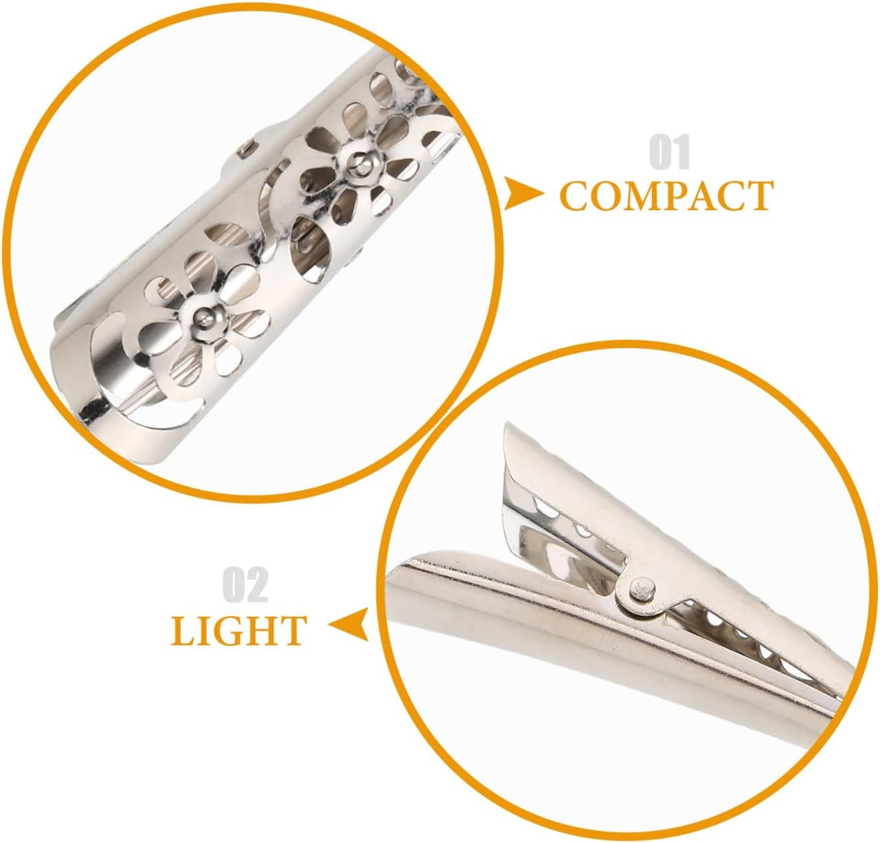 Healeved Set of 4 Stylish Alligator Hair Clips in Silver - Large Duckbill Hair Clips Made of Metal Unusual Vintage Crocodile Clips Fashionable Beak Hair Clips Unique image number 2