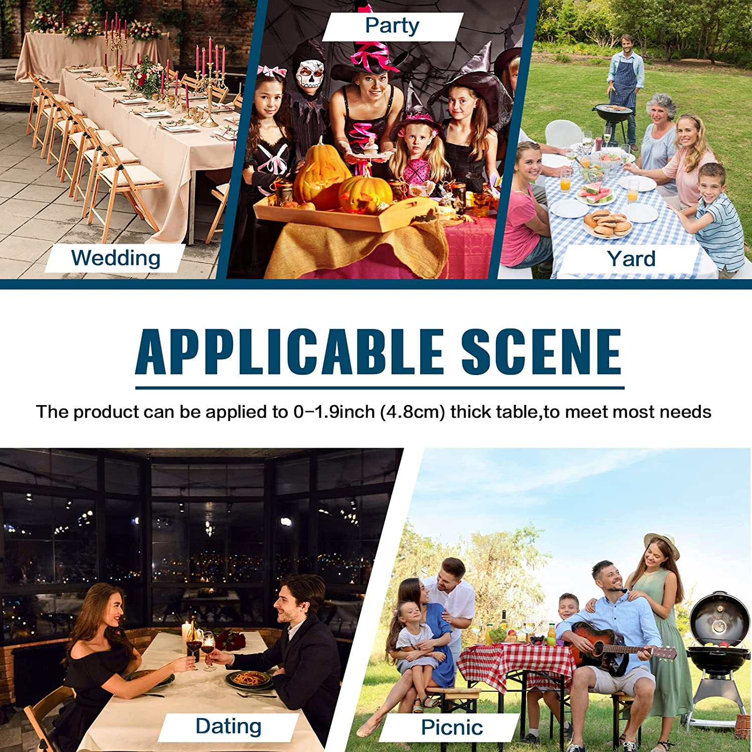 Jetec 36 Pieces Clear Tablecloth Clips Plastic Table Cloth Clips Loaded Table Cloth Holders Table Cover Clips for Holiday Dinging Room Home Indoor and Outdoor Picnic Party Tablecloth Fix image number 2