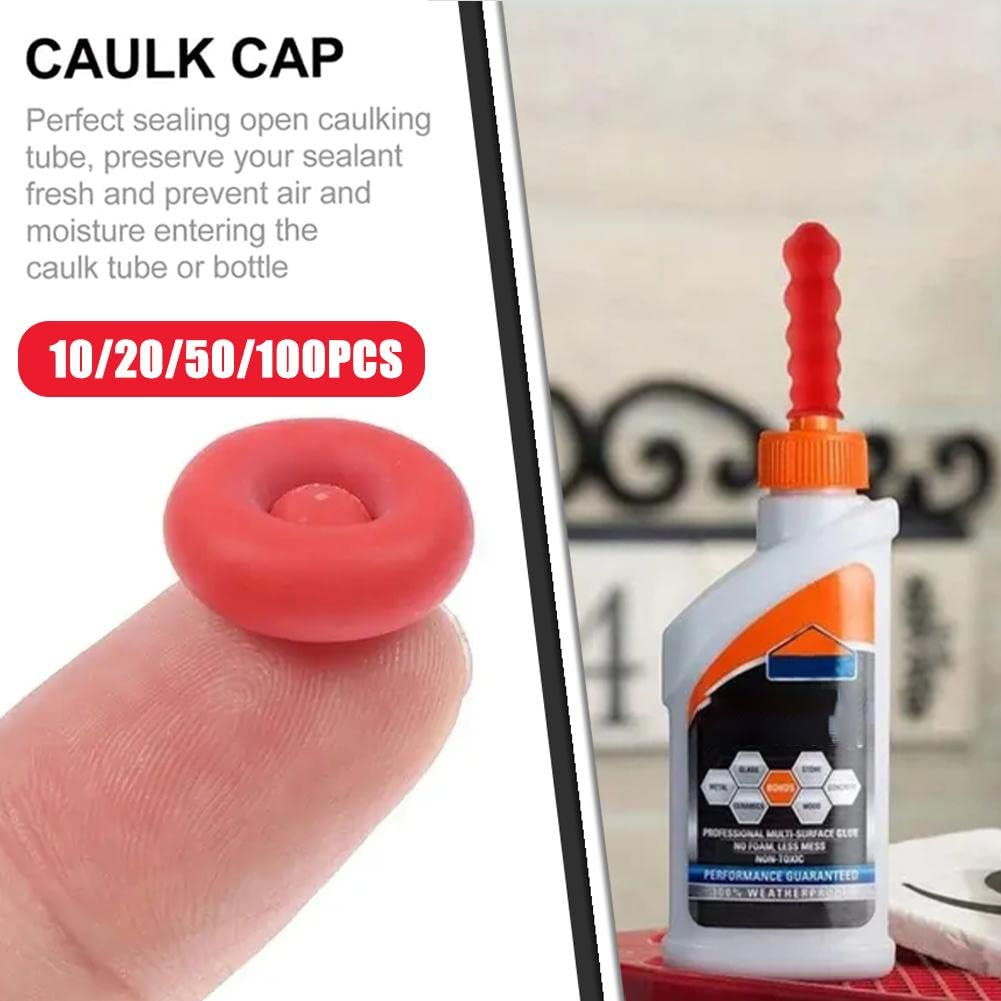Caulk Caps Sealer Nozzle Protective Cover Red for Sealing and Preserving Open Caulking Tube image number 4