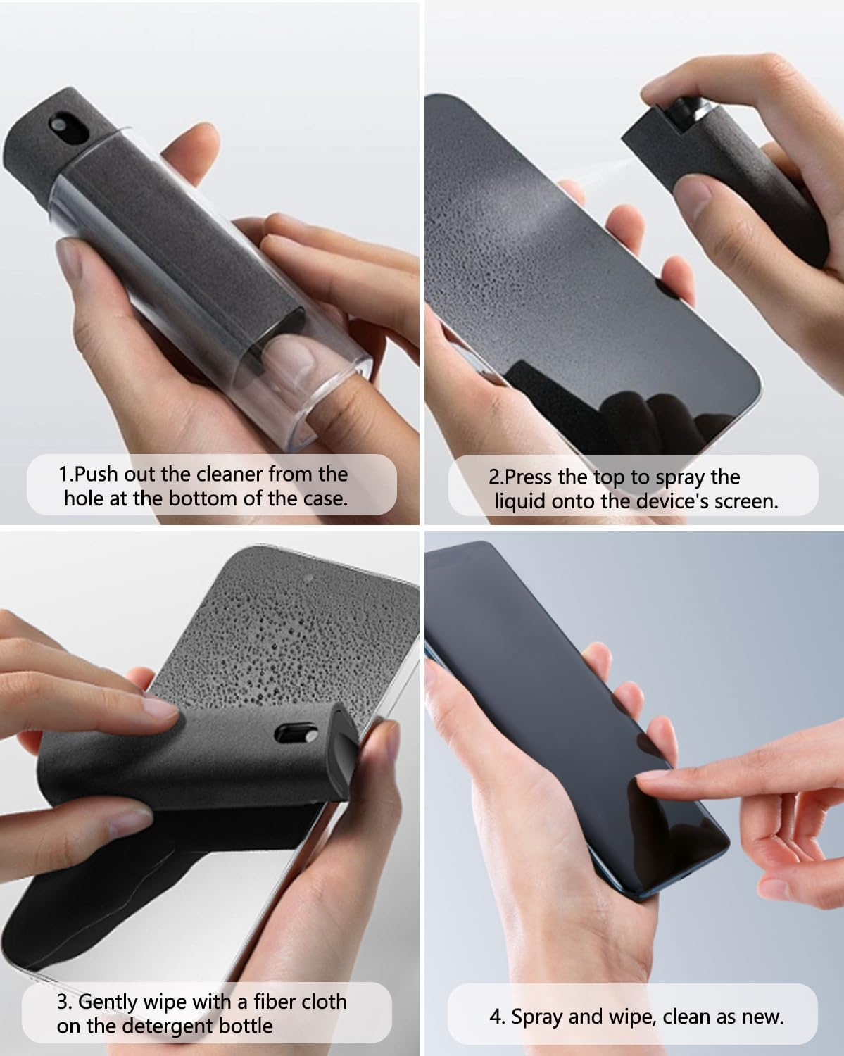 Touchscreen Mist Cleaner Spray and Wipe Screen Cleaner for Car Display Travel Car Essentials Travel for Iphone Ipad Airpods Macbook Eyeglasses Cell Phones Screen Cleaner Spray Kit (2 Units) image number 2