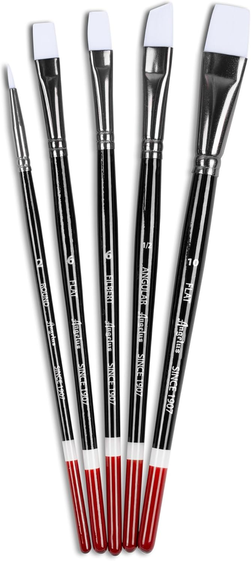 Angelus Paint Brush Set round Flat Angular Artist Acrylic Paint Brush Set Shoe Paint Brush Set (5 Pcs) image number 4