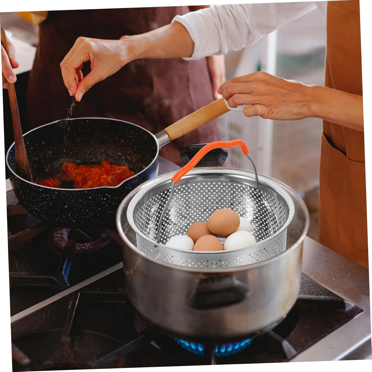 FUNOMOCYA Stainless Steel Steamer Rack Versatile Steaming Basket for Rice Cookers and Pots Food Steaming Holder for Healthy Cooking and Vegetable Preparation image number 1