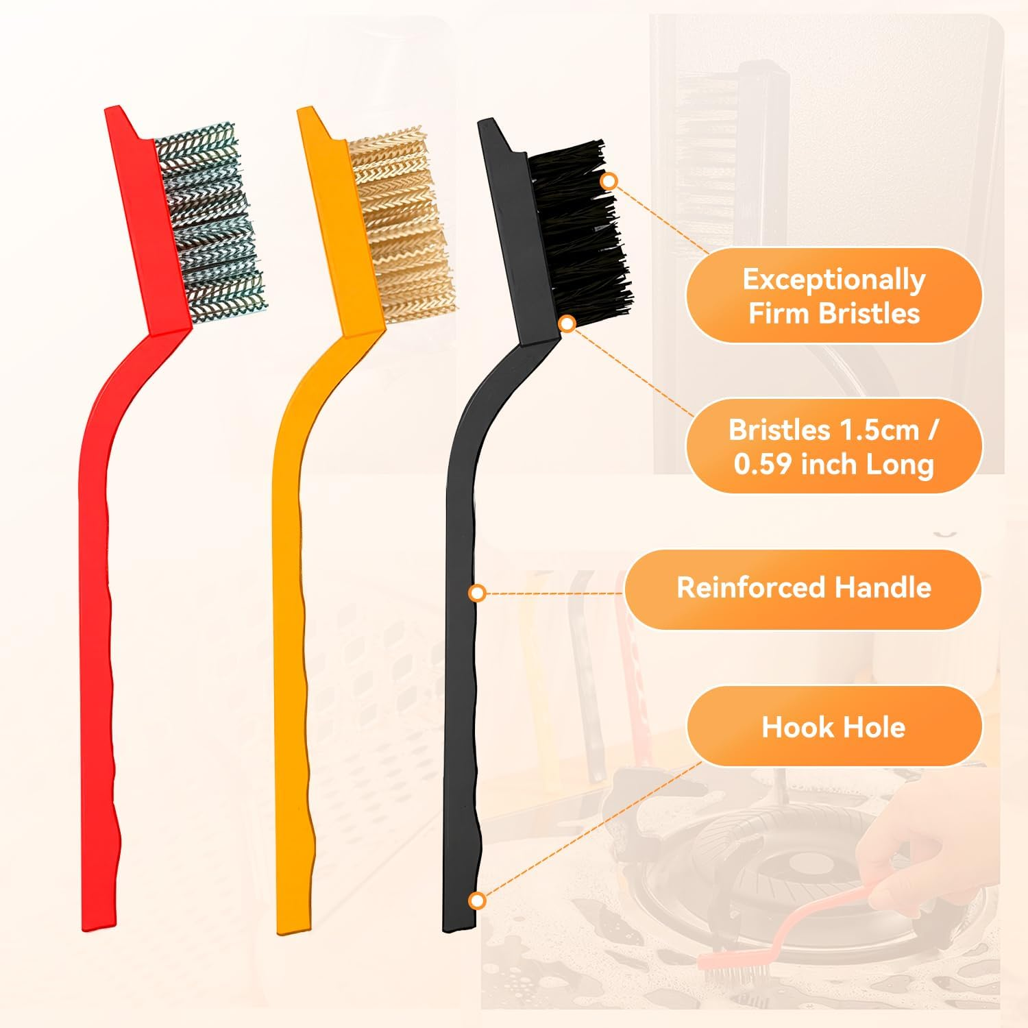 Shanghigh Crevice Cleaning Brushes - 8PCS Scrub Brush Toliet Cleaner, Grout Brush Set Clean Tools for Groove Corner, Home Essentials, Hard Bristle Cleaning Supplies for Kitchen, Bathroom and Toilet image number 1