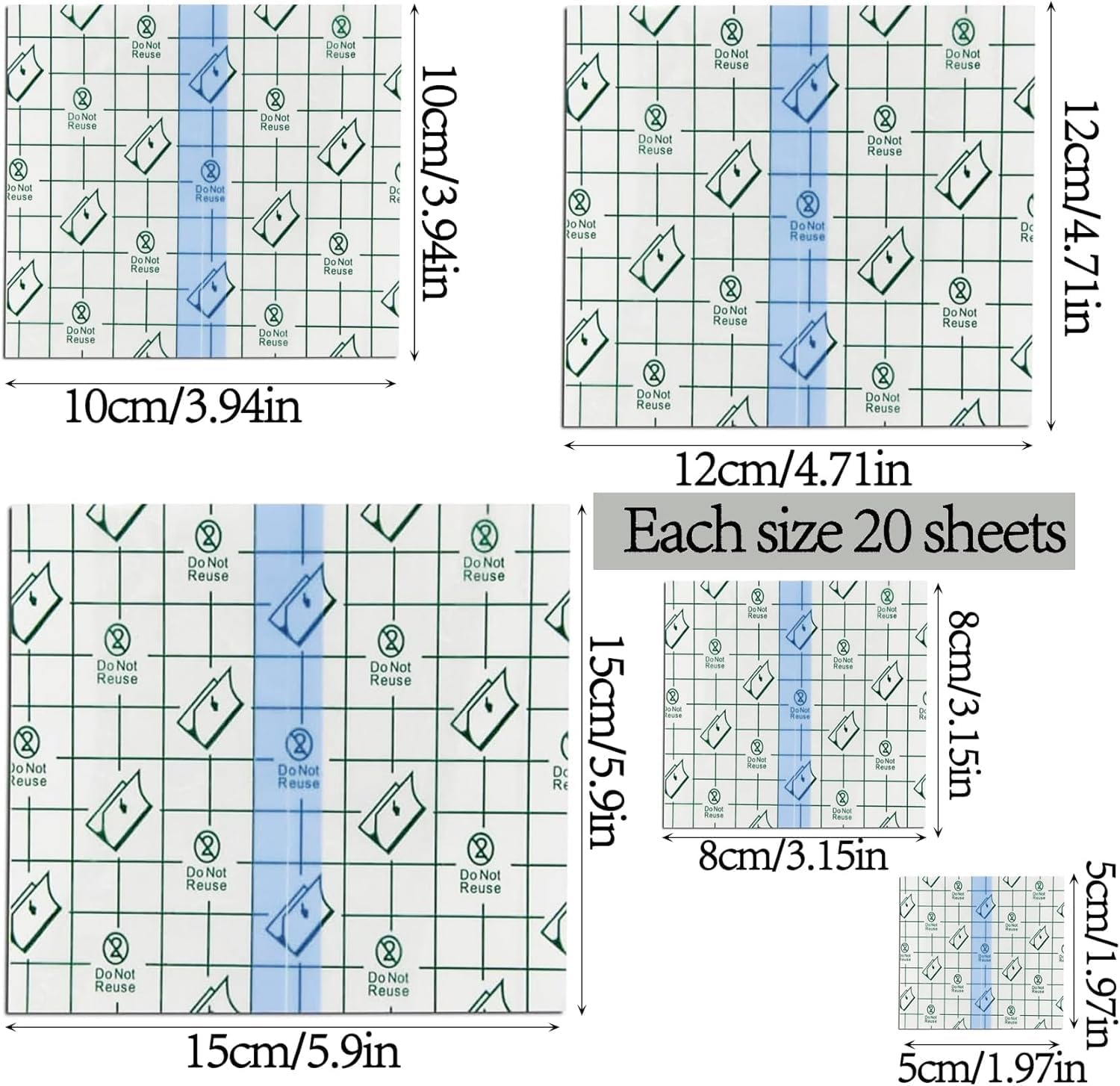 100Pcs Transparent Stretch Adhesive Bandage, Betterjonny 5 Sizes Waterproof Clear Adhesive Bandages Disposable Tattoo Bandage Stretch Bandage Tape for Swimming and Shower image number 5