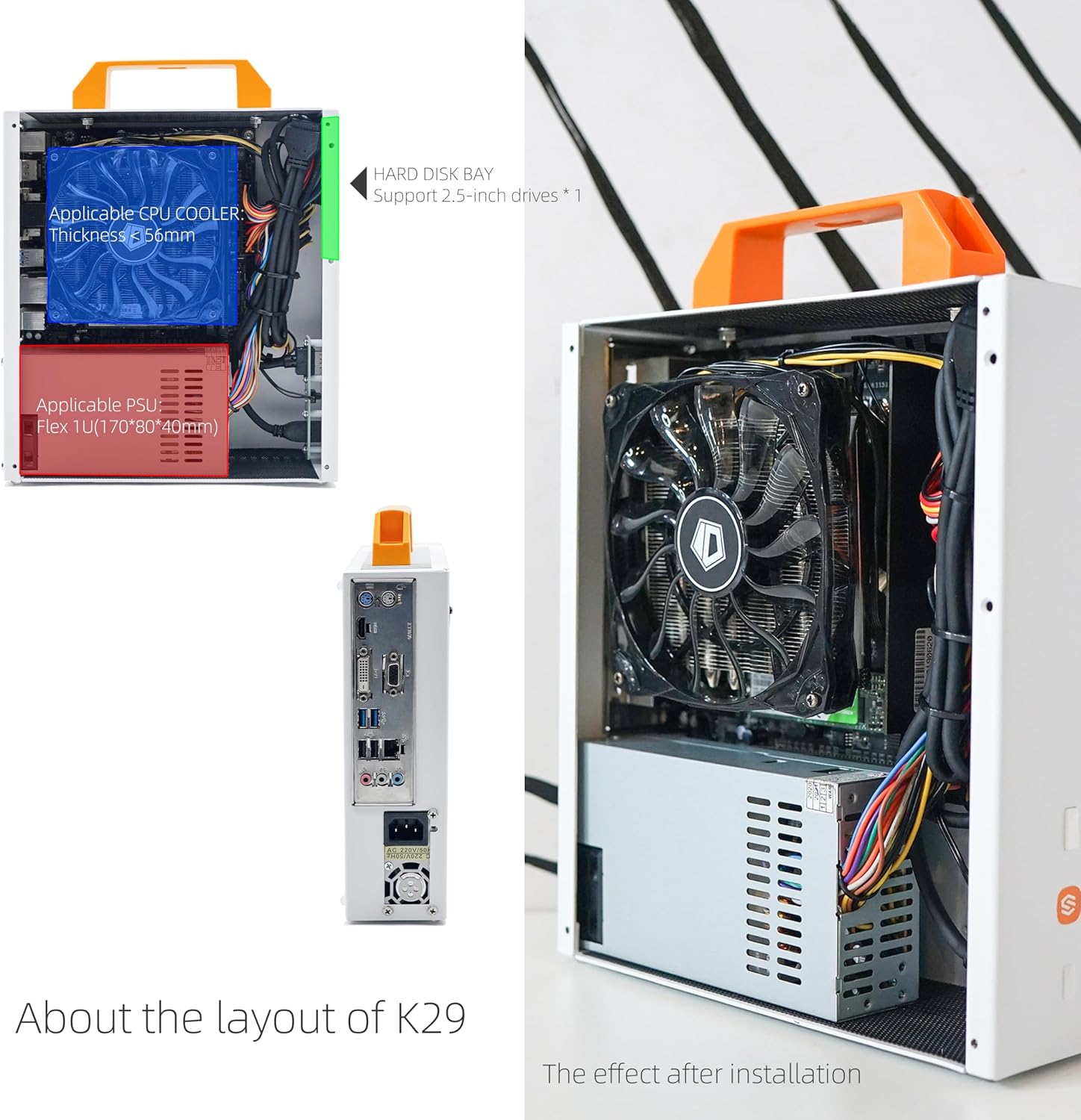 Itx Mini Case - New K29(Steel)/2 Handles,Vented Panel - 1 Steel & 1 Acrylic Side Panels / 4.1L Small Itx Case image number 1