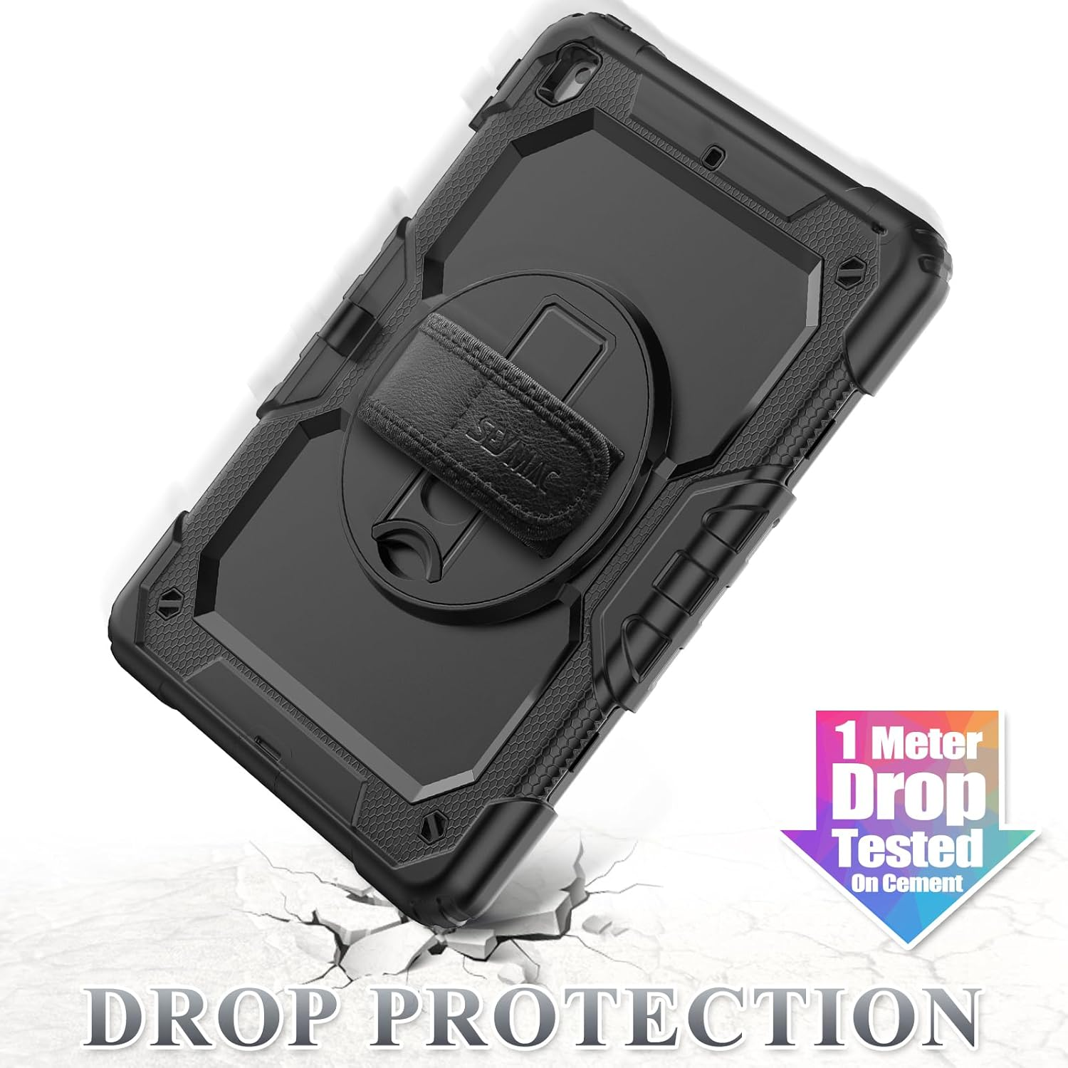 SEYMAC Stock Case for Ipad 9Th/ 8Th/ 7Th Generation 10.2&rsquo;&rsquo;, Shockproof Case with Screen Protector Pencil Holder [360&deg; Rotating Hand Strap] &Stand for Ipad 10.2 Inch 2021/2020/2019 (Black) image number 6