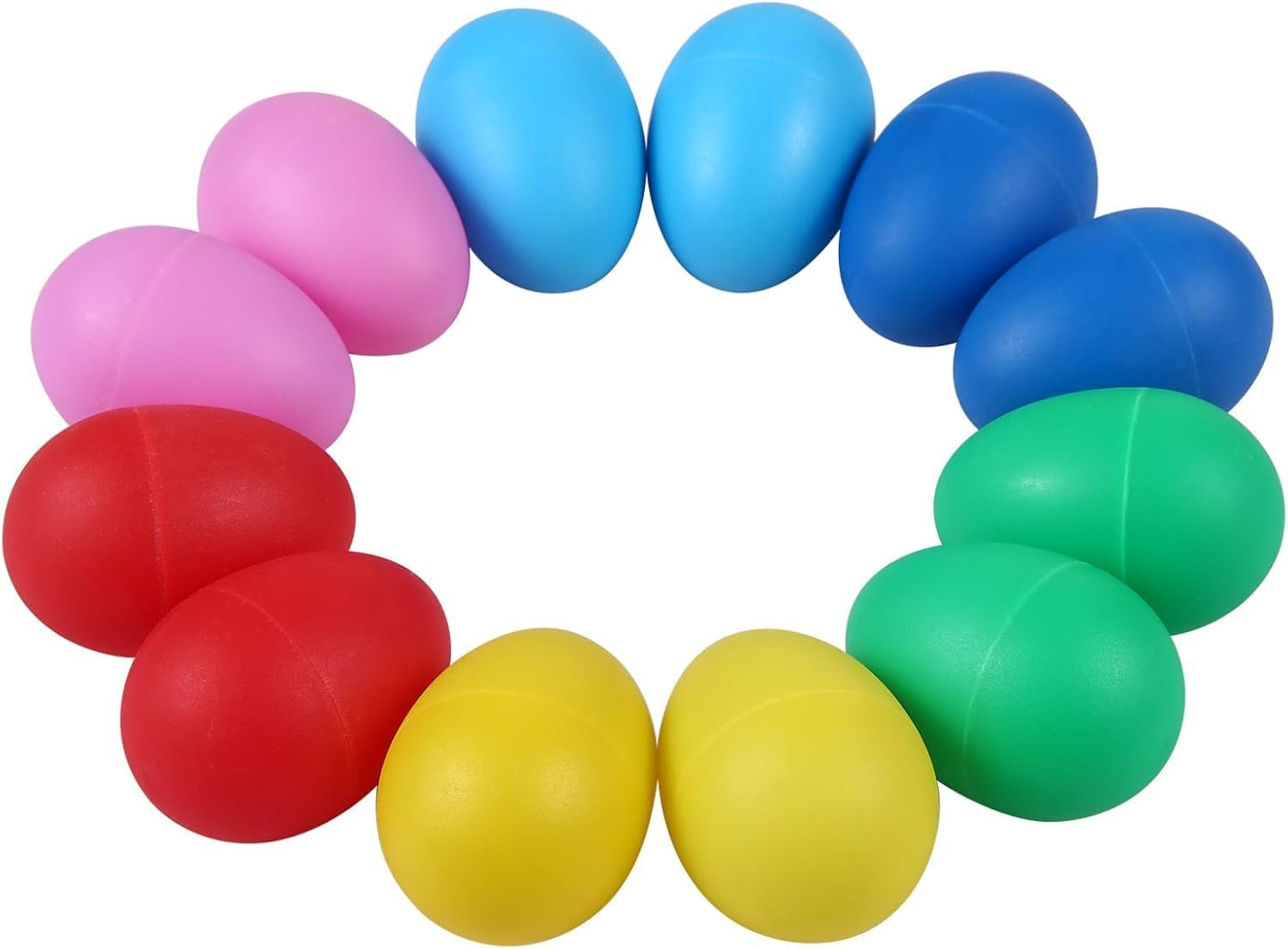 12 Pieces Egg Shakers Musical Instruments Percussion Egg for Plastic Easter Egg Shaker for Learning DIY Painting, Classroom Music, Rhythm, 6 Colors