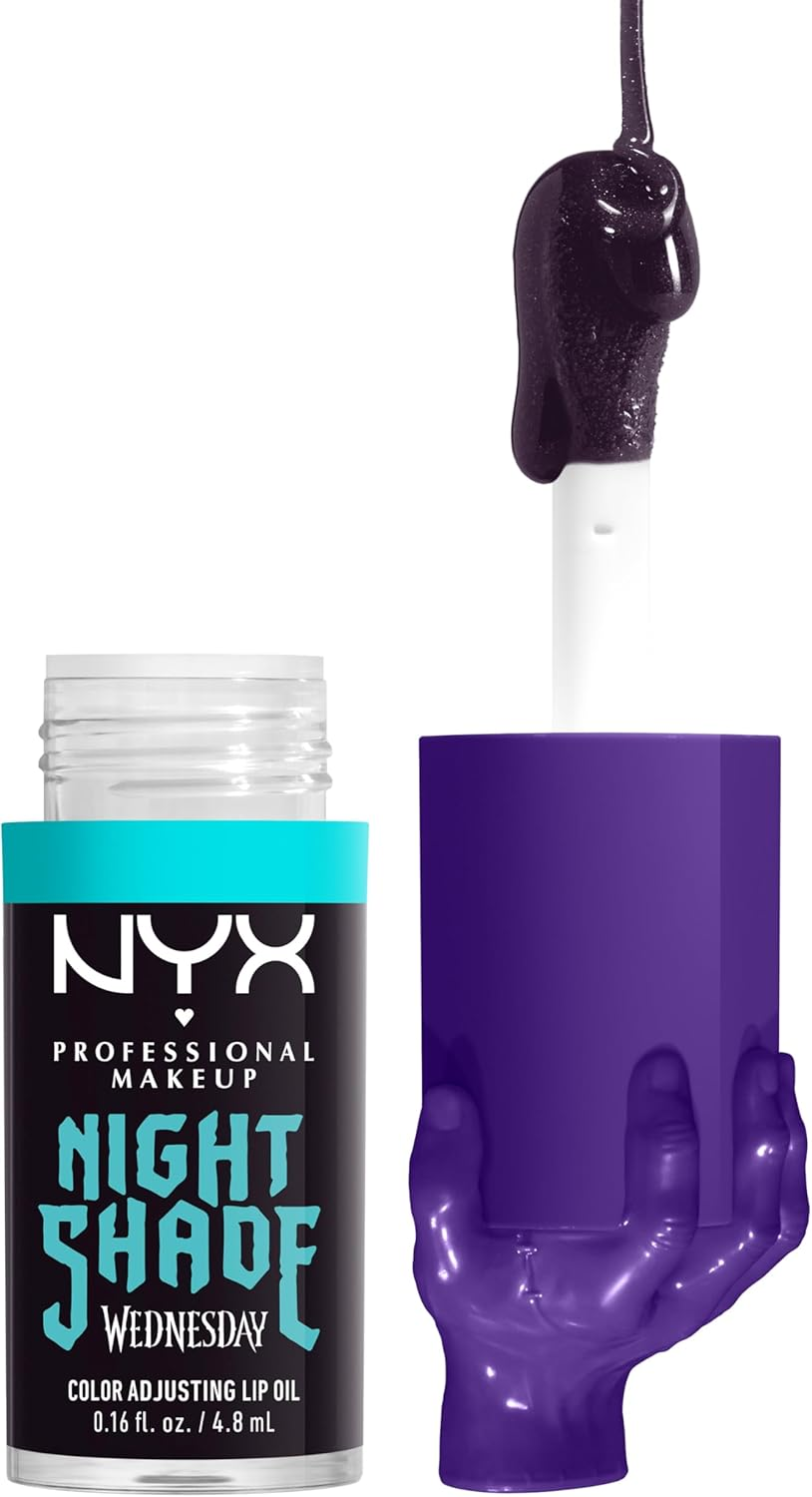 NYX Professional Makeup Wednesday Color-Shifting Lip Oil, Moisturizing, Tinted, and Non-Sticky Lip Gloss with up to 12HR Hydration - Nightshade - Moon Shifted image number 5