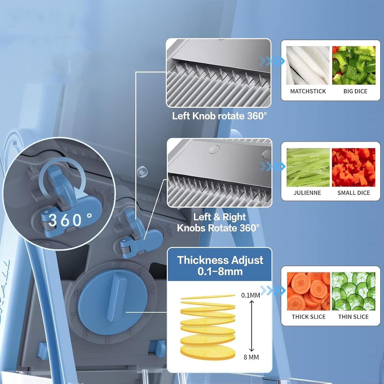 Heyinova Vegetable Cutter,Adjustable Vegetable Food Slicer Chopper,Multifunctional Kitchen Utensils,Potato and Fruit Slicer Suitable for Restaurants and Home Kitchens image number 1