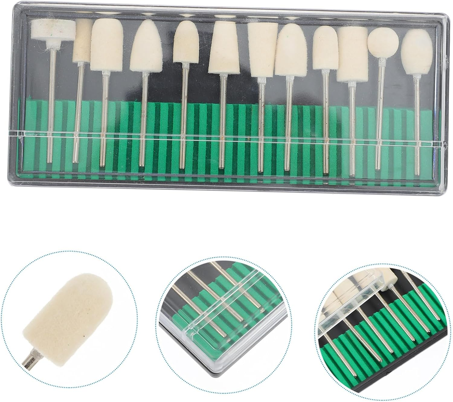 OATIPHO Wool Nail Drill Bit Set 12 Pieces Polishing Buffing Nail Manicure File Bits Professional Pedicure Use