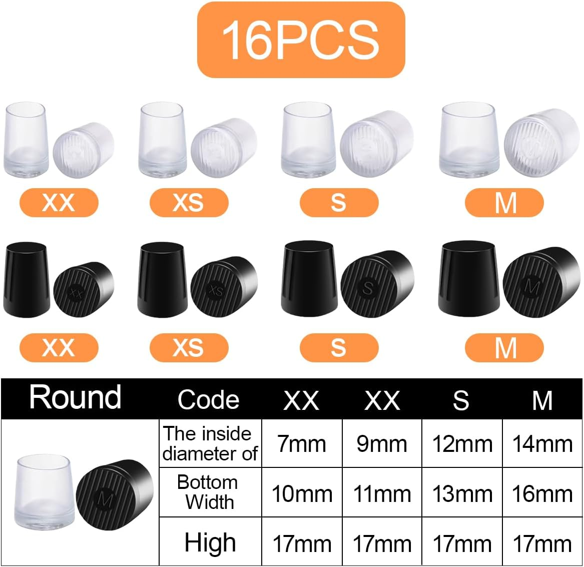 WELANE High Heel Protectors, 8 Pairs White and Black High Heel Stoppers for Grass, Weddings, Formal Occasions (4 Sizes) image number 5