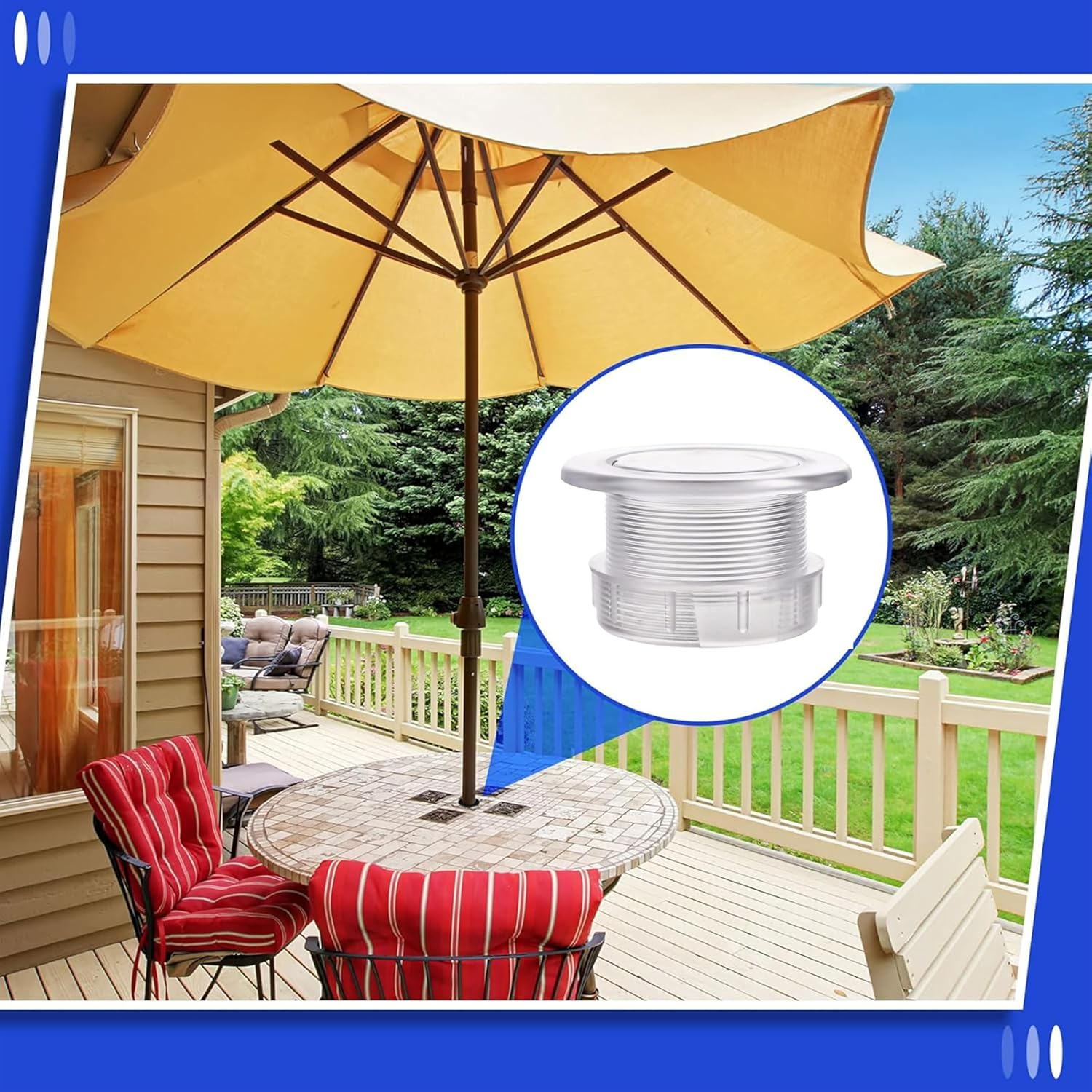 Umbrella Hole Ring Plug Cap Set,Umbrella Hole Stabilizer,Parasol Umbrella Hole Ring Plug and Cap Set,Plug-In Sunshade Hole Stabilizer,Designed for Outdoor Gardens, Swimming Pools(Transparent) image number 6