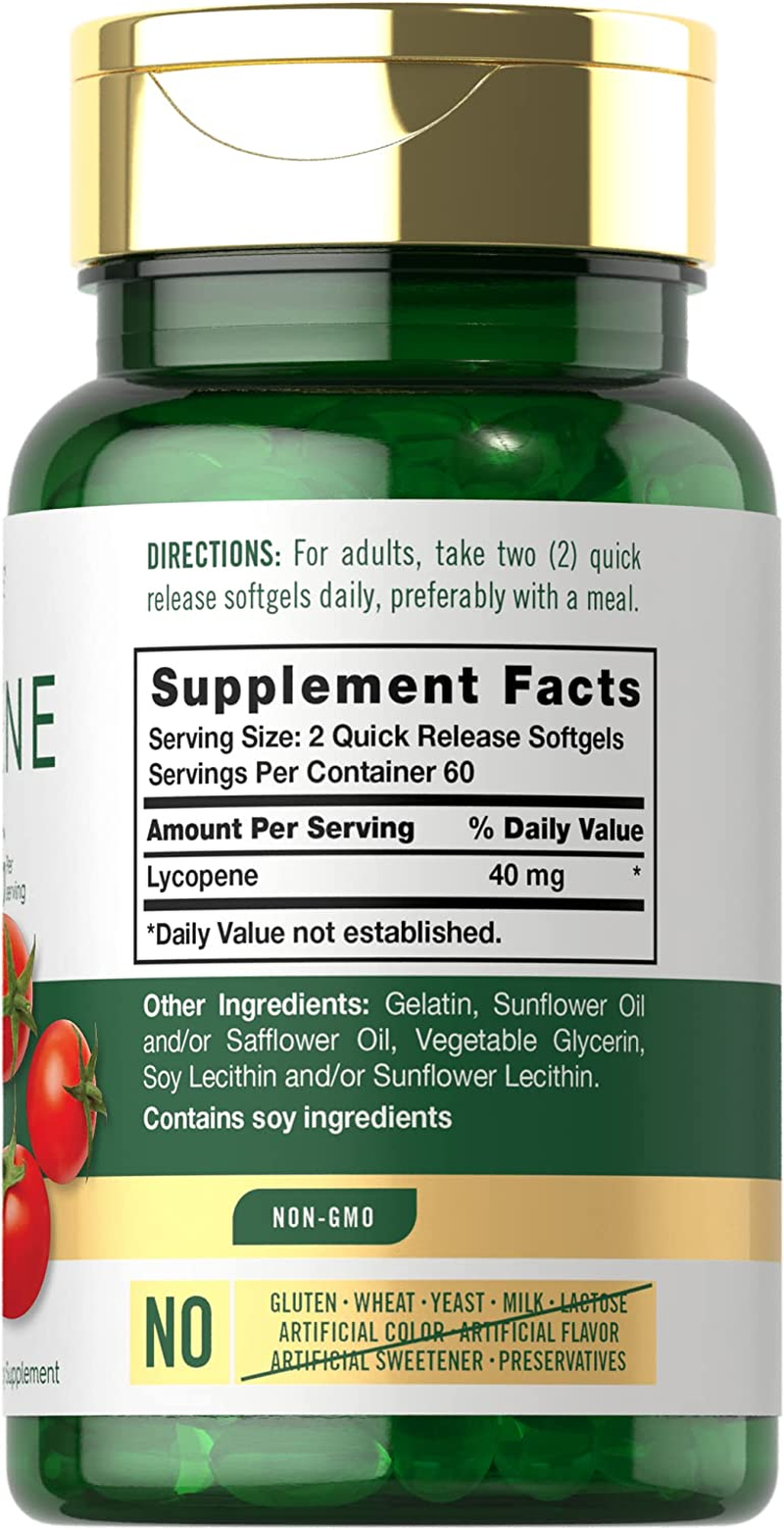 Lycopene | 40Mg | 120 Softgels | Non-Gmo & Gluten Free Supplement | by Carlyle image number 1