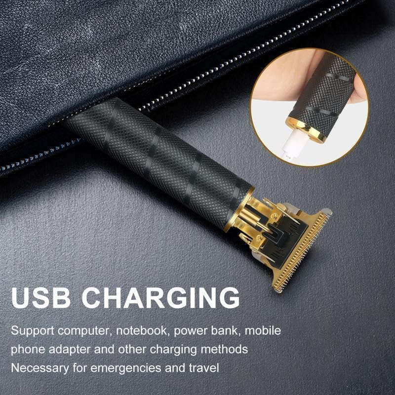 Professional Cordless Hair Clipper and Trimmer for Men, T Blade Zero Gapped Rechargeable Beard Shaver, Hair Cutting Kit with Ear Spoon Tool Set, Black image number 1