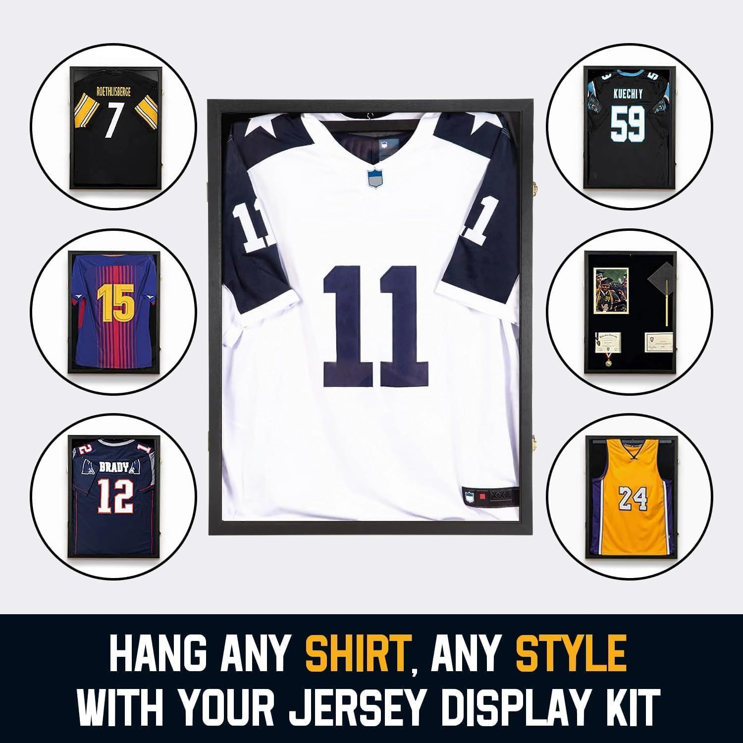Jersey Display Frame Case Lockable,Sport Jersey Shadow Box with UV Protection,Large Sports Jersey Showcase Box for Football Basketball Baseball Hockey Black(1Pack) image number 4