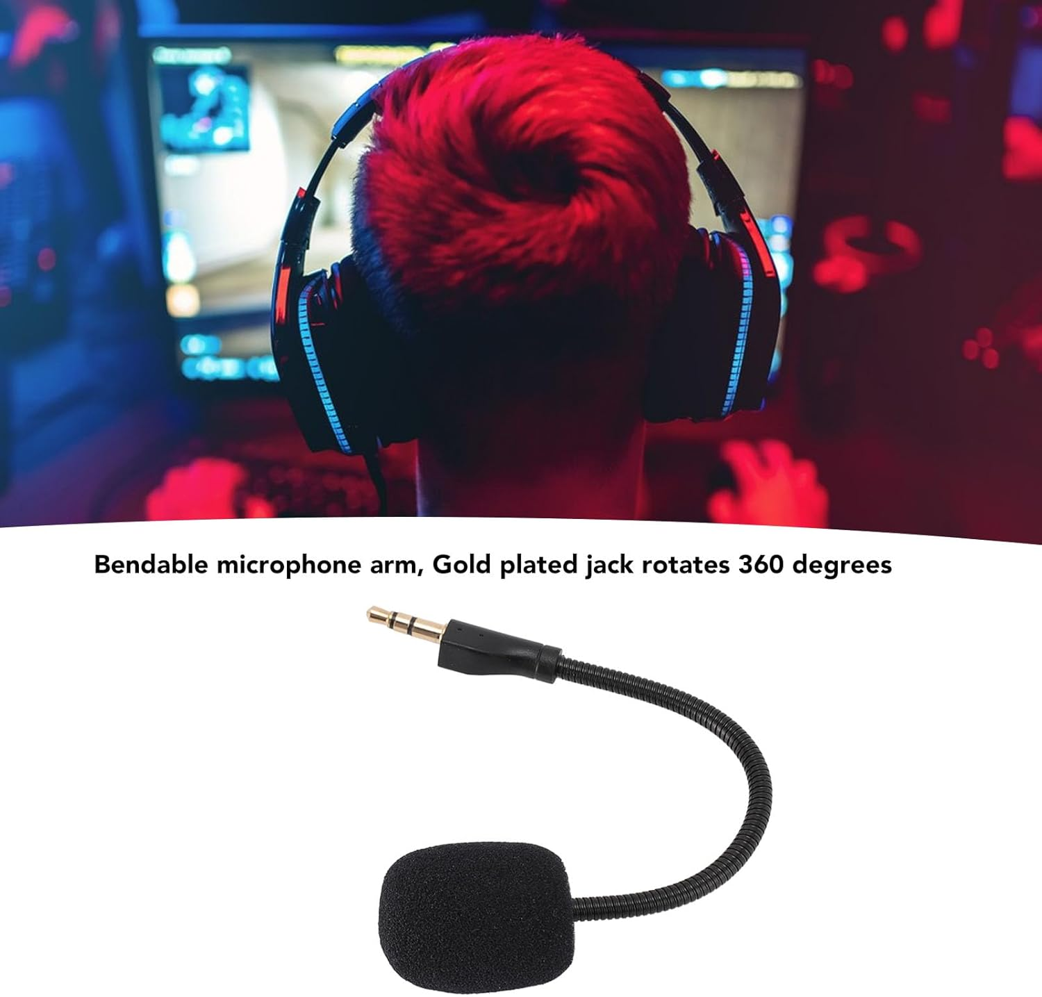 Replacement Game Mic Fits for G PRO X, Wireless Gaming Headsets 3.5Mm Gold Plated Jack Noise Cancelling Gaming Microphone, Microphone Boom for G Pro