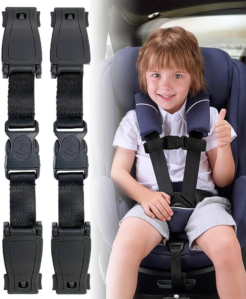 2 Pack Baby Car Safety Seat Strap Clip, Chest Harness Clip Anti-Slip Baby Chest Clip Guard Compatible with Seats, Strollers, High Chairs, Schoolbags, Max. for 1.5 Inch Width Harness (Black Set of 2)