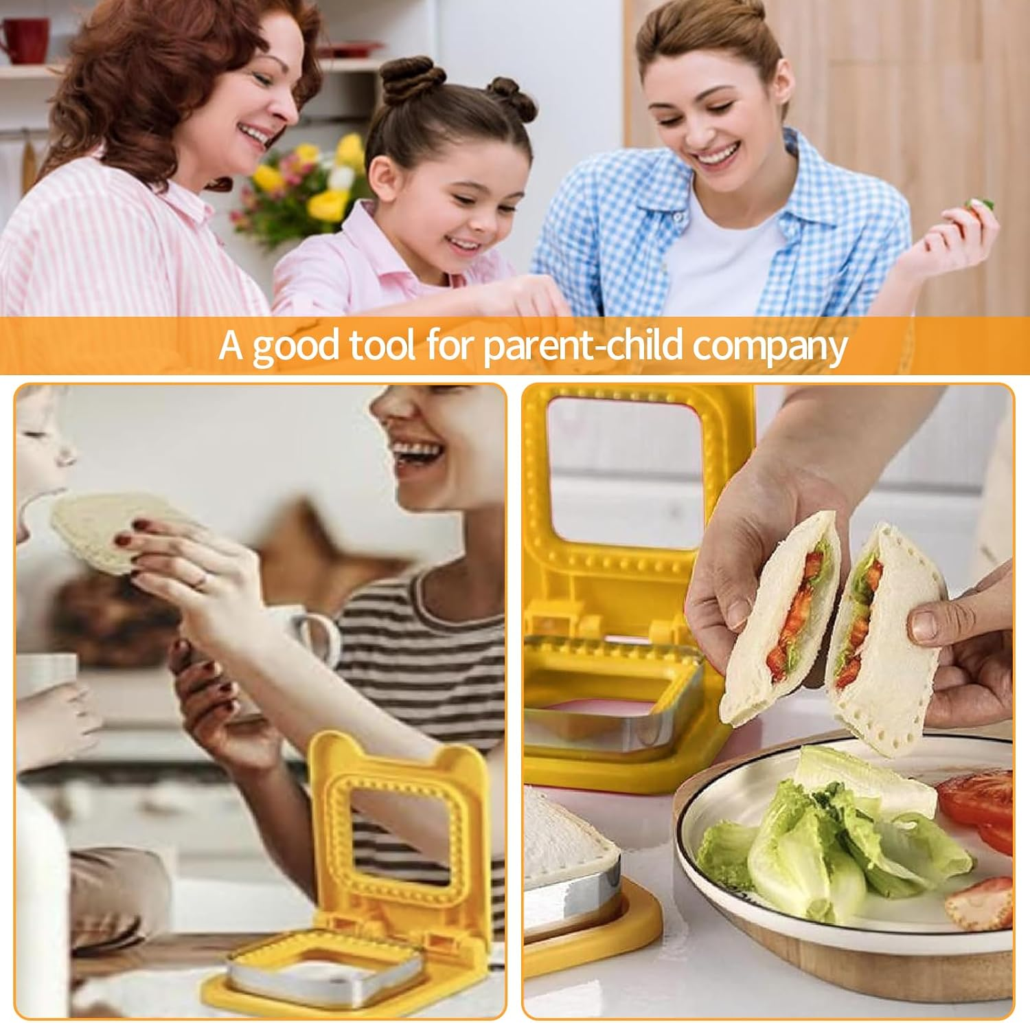 Sandwich Making Mould, Lunch Sandwich Toast Cookies Mold, Sandwich Cutter Tool, Reusable Sandwich Maker, Creative Bread Making Mold for Trips Picnics Lunches, Stainless Steel Sandwich Crimpers (RE) image number 6