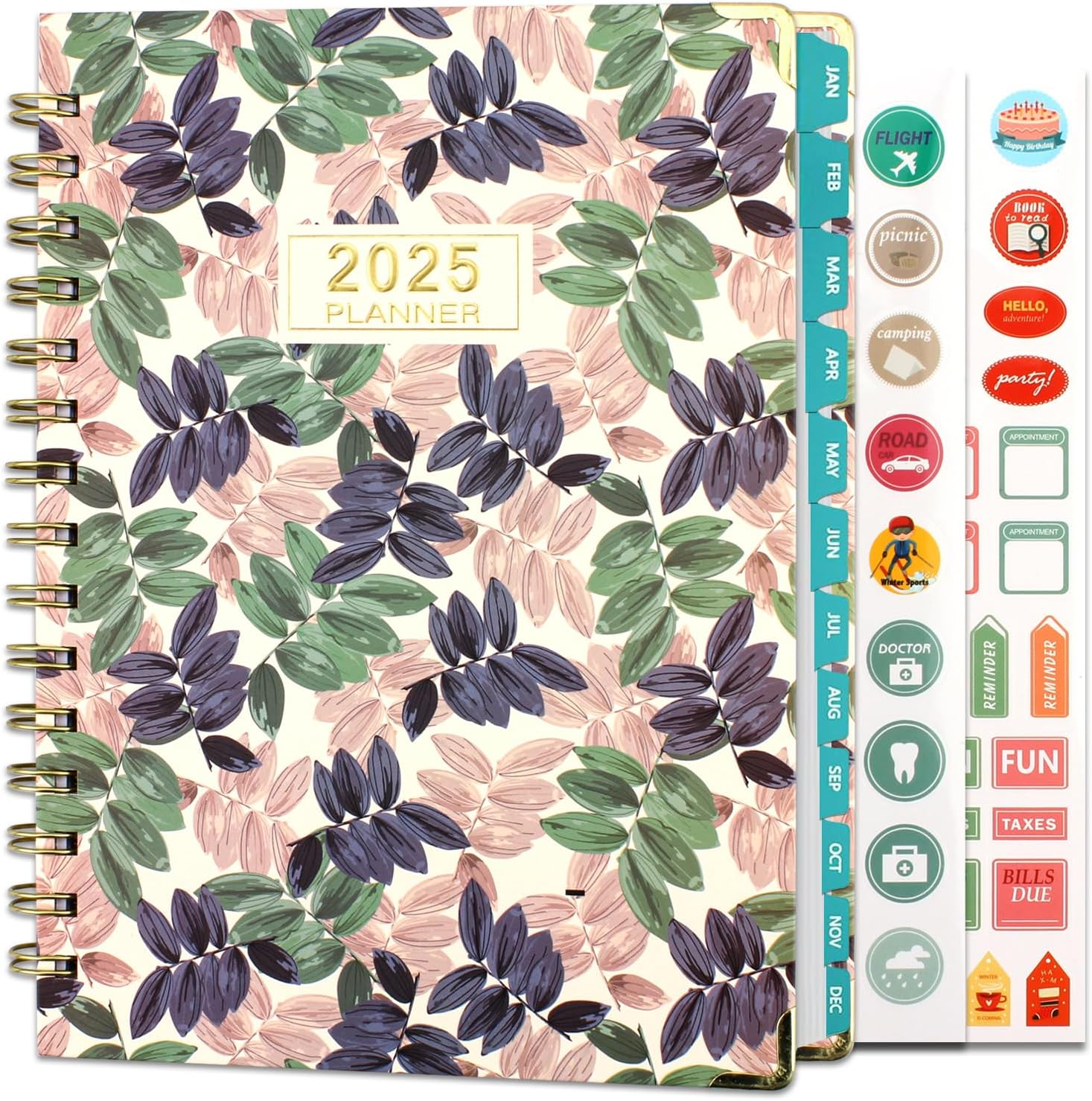 COZY CORE 2025 Planner with Stickers,12-Month Daily Weekly Panner Monthly Organizer, JAN-DEC 2025, 8.4" X 6", Spiral Notebook with Stickers, Elastic Closure, Inner Pocket image number 5