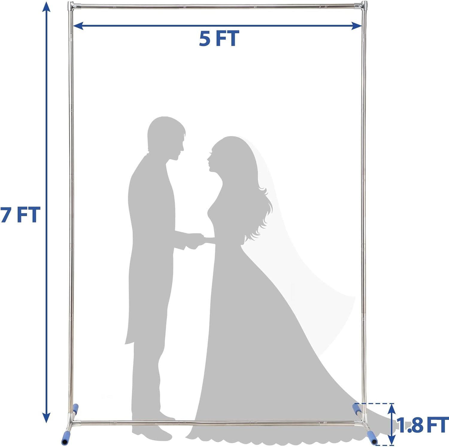 Wedding Arch, 7X5Ft Arch for Wedding Ceremony with Support Feet Base, Square Metal Stand Frame for Wedding, Party, Bridal, Garden, Outdoor, Rectangle Archway for Balloon Decoration