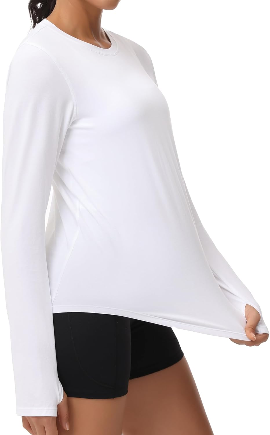 THE GYM PEOPLE Women'S Long Sleeve Workout Shirts Athletic Crewneck Hiking Tops with Thumb Hole image number 5