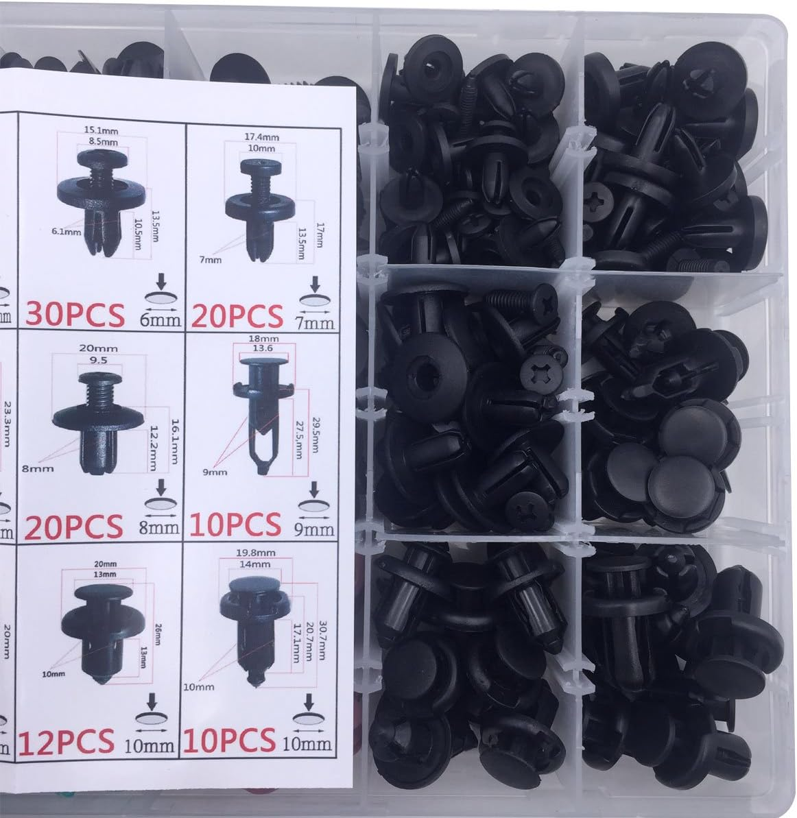 Lantee 299 PCS Car Push Pins Bumper Door Panel Trim Clips Kit,18 Most Popular Sizes for BMW, Toyota, Honda, Benz, Nissan, Subaru, Mazda, Audi image number 3
