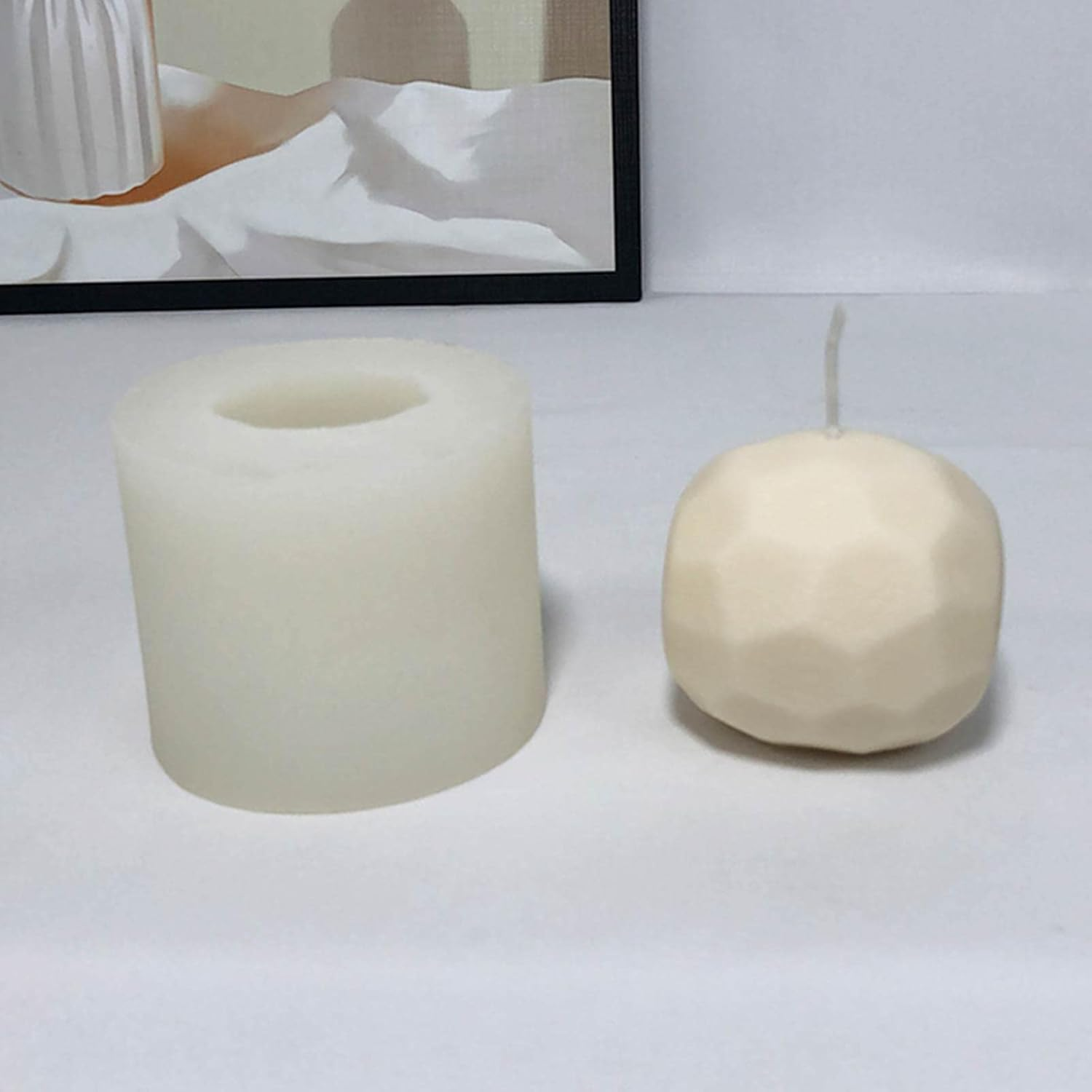 POCHY Geometric Ball Mold - Silicone Candle Molds Ball Geometric Fondant Chocolate Cake Candy Baking Mold,Geometric Wax Fondant Chocolate Candy Cake Mold Plaster Epoxy Resin Polymer Mould for Home image number 1