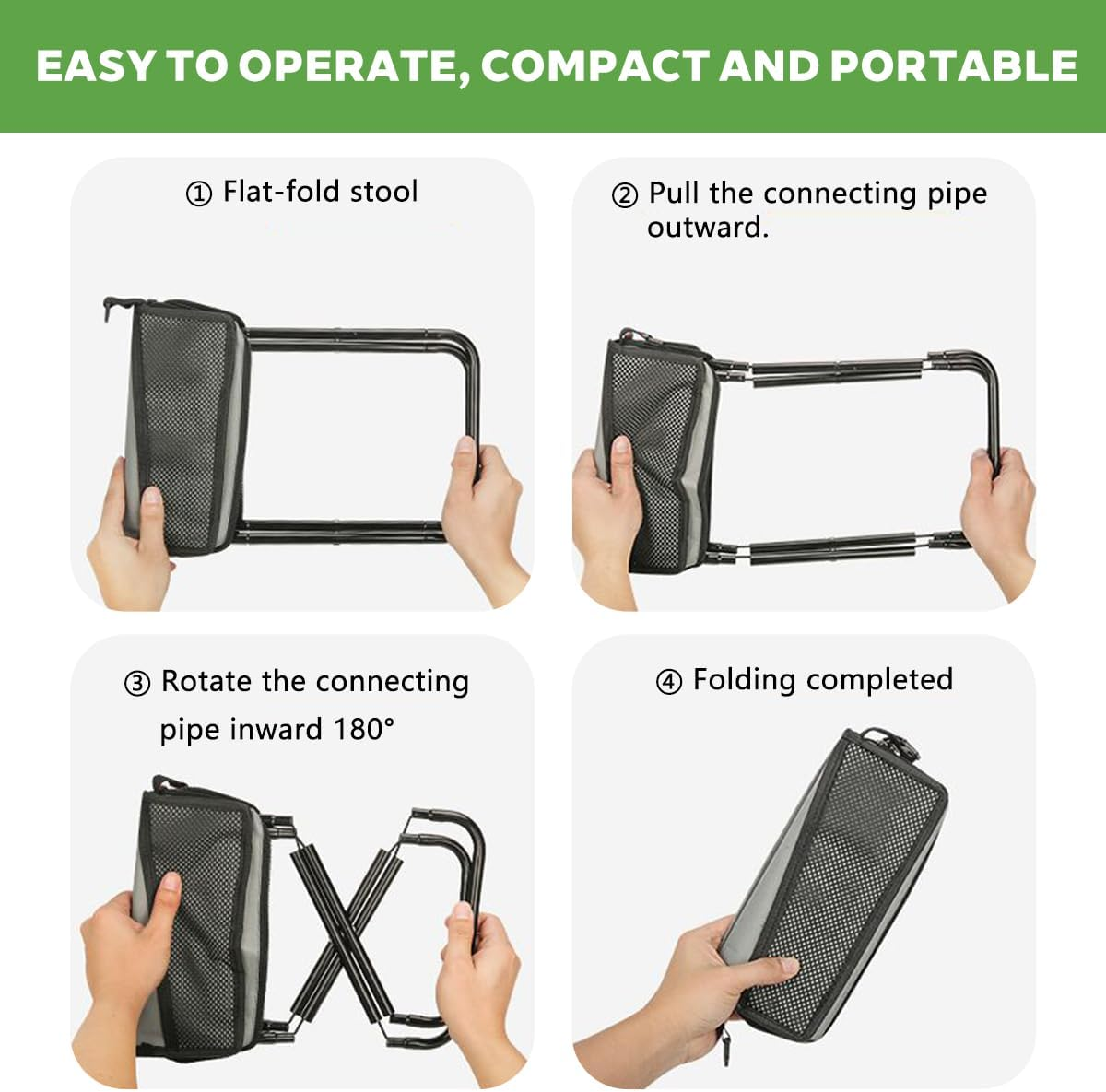 Ultralight Travel Stool - Portable Camping Chair -Folding Handbag-Style Lightweight Camping Stool, Compact Outdoor Seat for Travel, Hiking and More(Grey) image number 1