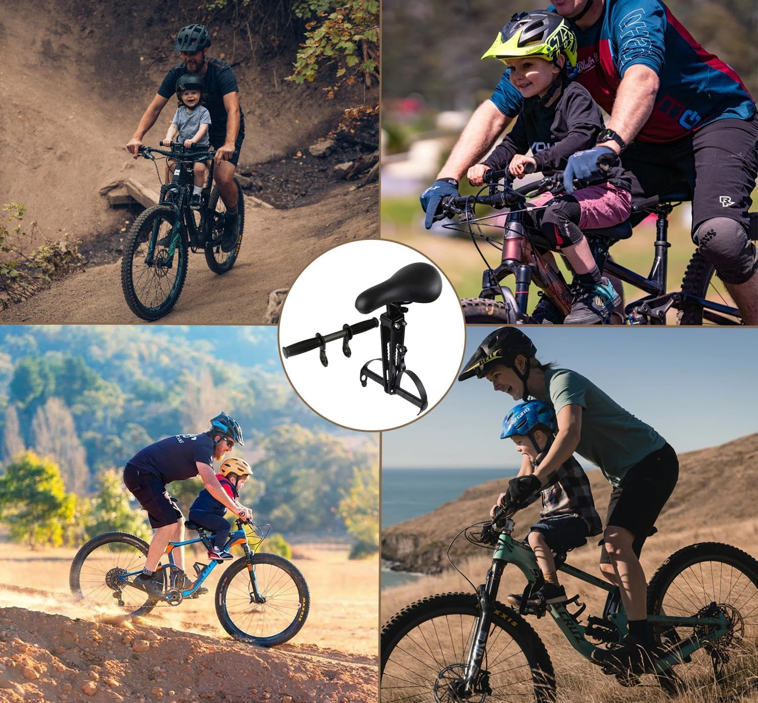 Child Bike Seat with Handlebar Attachment, Front Mount Kids MTB Bike Seat with Foot Pedals for Age 2 - 5 Children, Compatible with All Adult Mountain Bikes image number 1