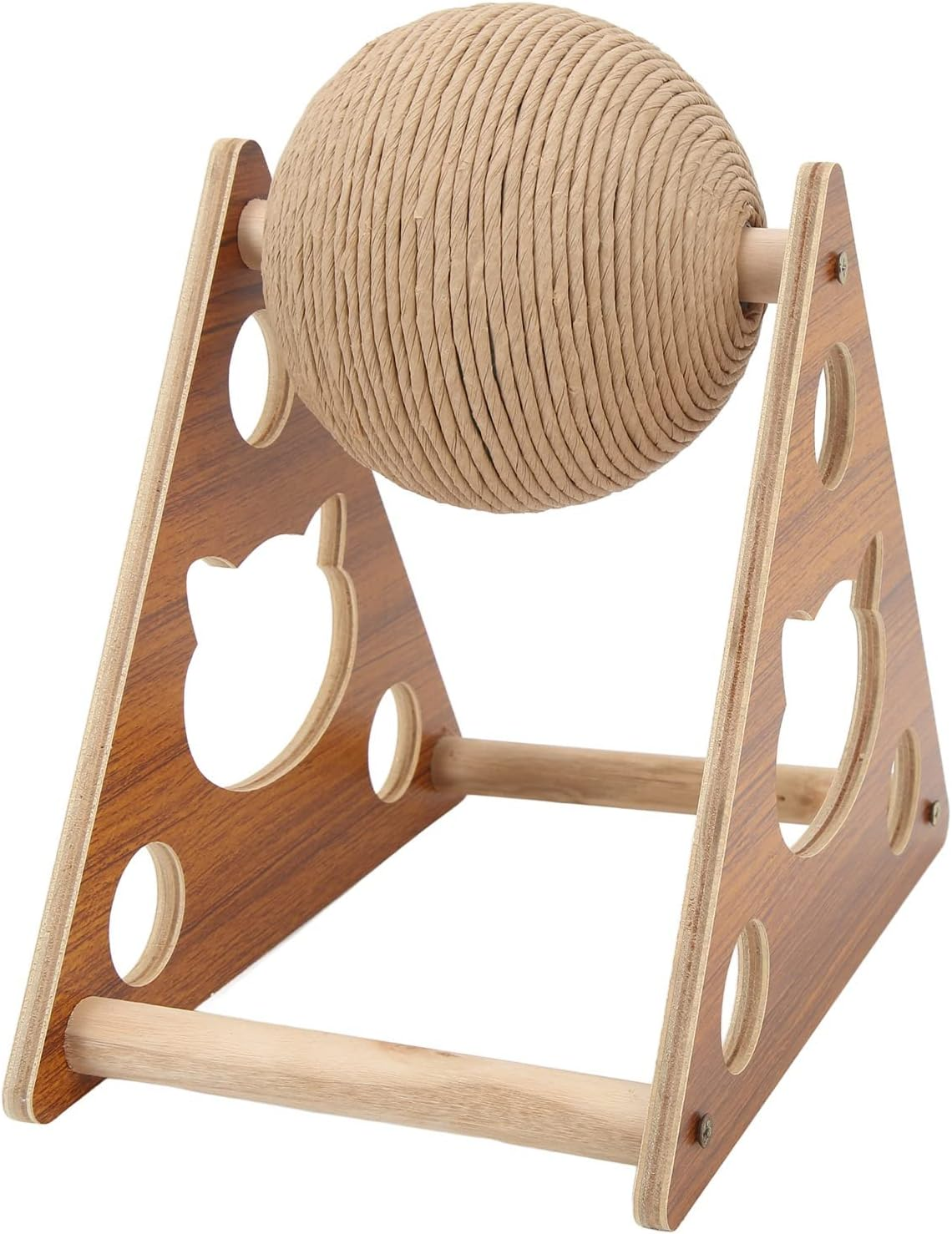 Cat Scratcher Toy, Sisal Cat Scratching Ball Cat Scratcher Toy with Ball, Interactive Solid Wood Scratcher Pet Toy Scratching Ball for Cats and Kittens (S) image number 5