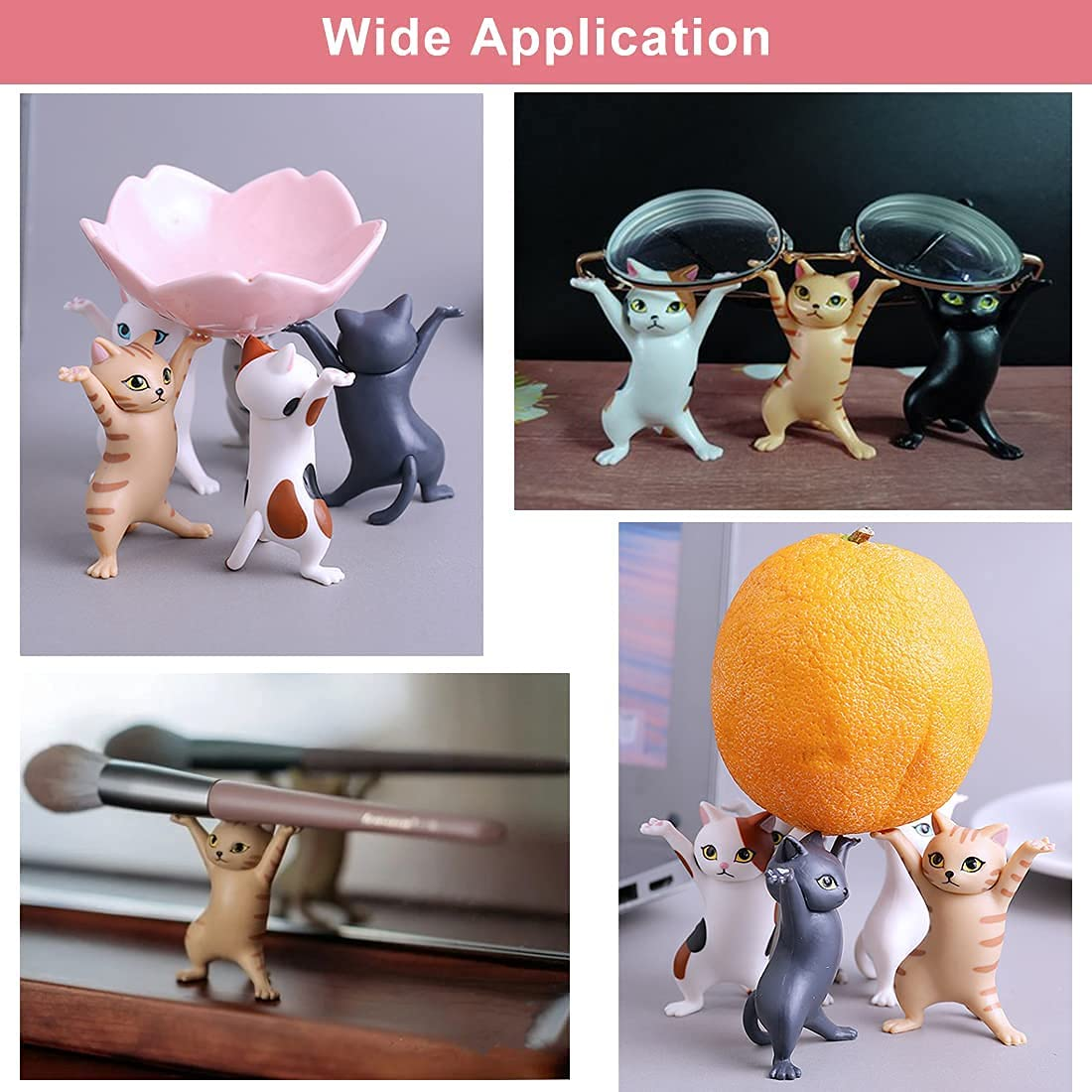 5-PCS Funny Cat Pen Holder Dance Cat Figure Cat Headphone Cat Stand for Kids for Home Office D&eacute;cor image number 1