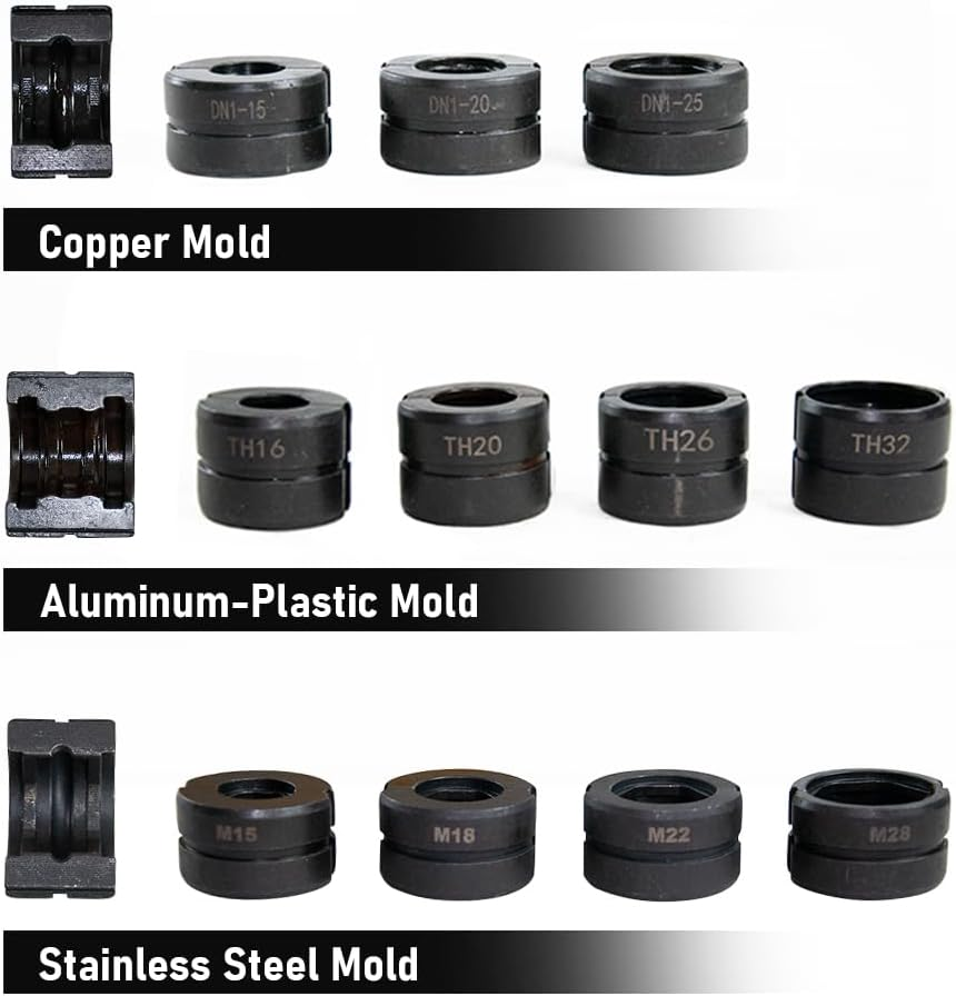 ALPEN OUTDOOR Hydraulic Pipe Crimper Plier Set Tube Plumbing Tool with Crimping Dies for Stainless Steel Fittings-Size M15 M18 M22 M28 Included (Stainless Steel Pipe) image number 1