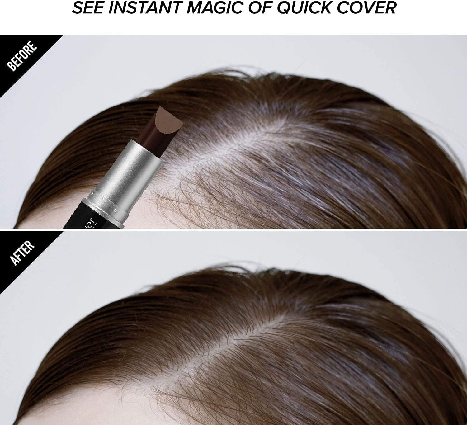 Kiss RED by Quick Cover Root Touch up Stick Type 2PCS Water-Resistant Temporary Gray Concealer Cover up Brush for Hair and Beard (Dark Brown) image number 5