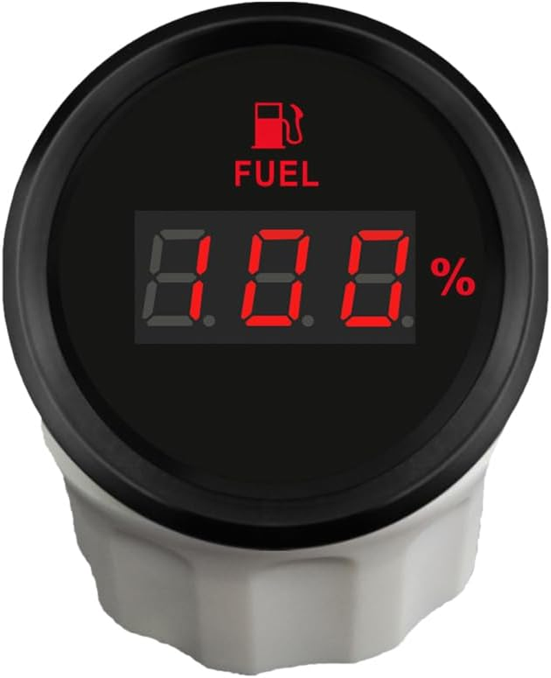 ELING 52Mm (2'') Digital Fuel Level Gauge 240-33Ohm Signal with Red Backlight for Cars Vessels Yachts