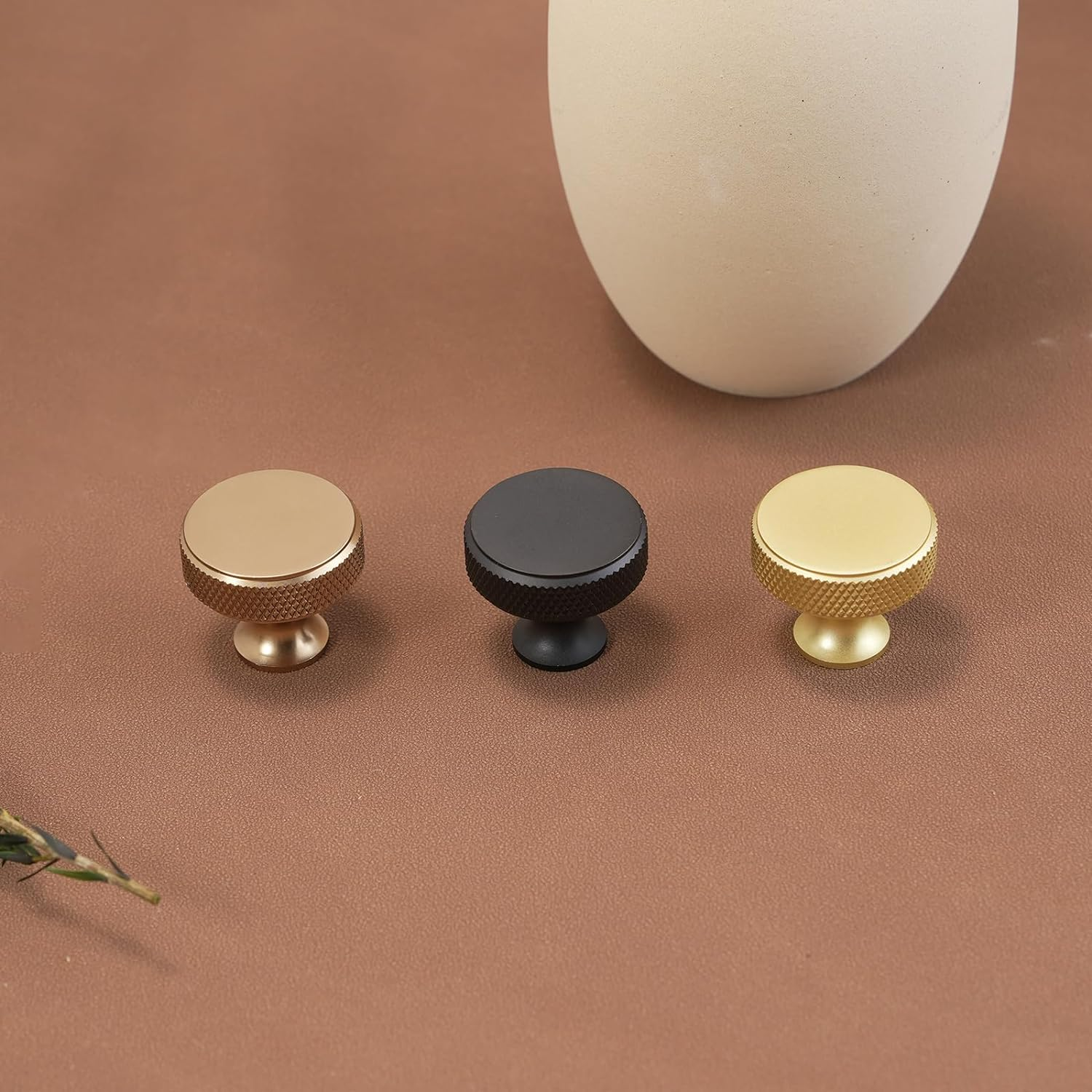BUKOBYHE 10 Pack Kitchen Cabinet Knobs Brushed Gold Cabinet Pulls Gold Knurled Drawer Knobs Solid Kitchen Hardware